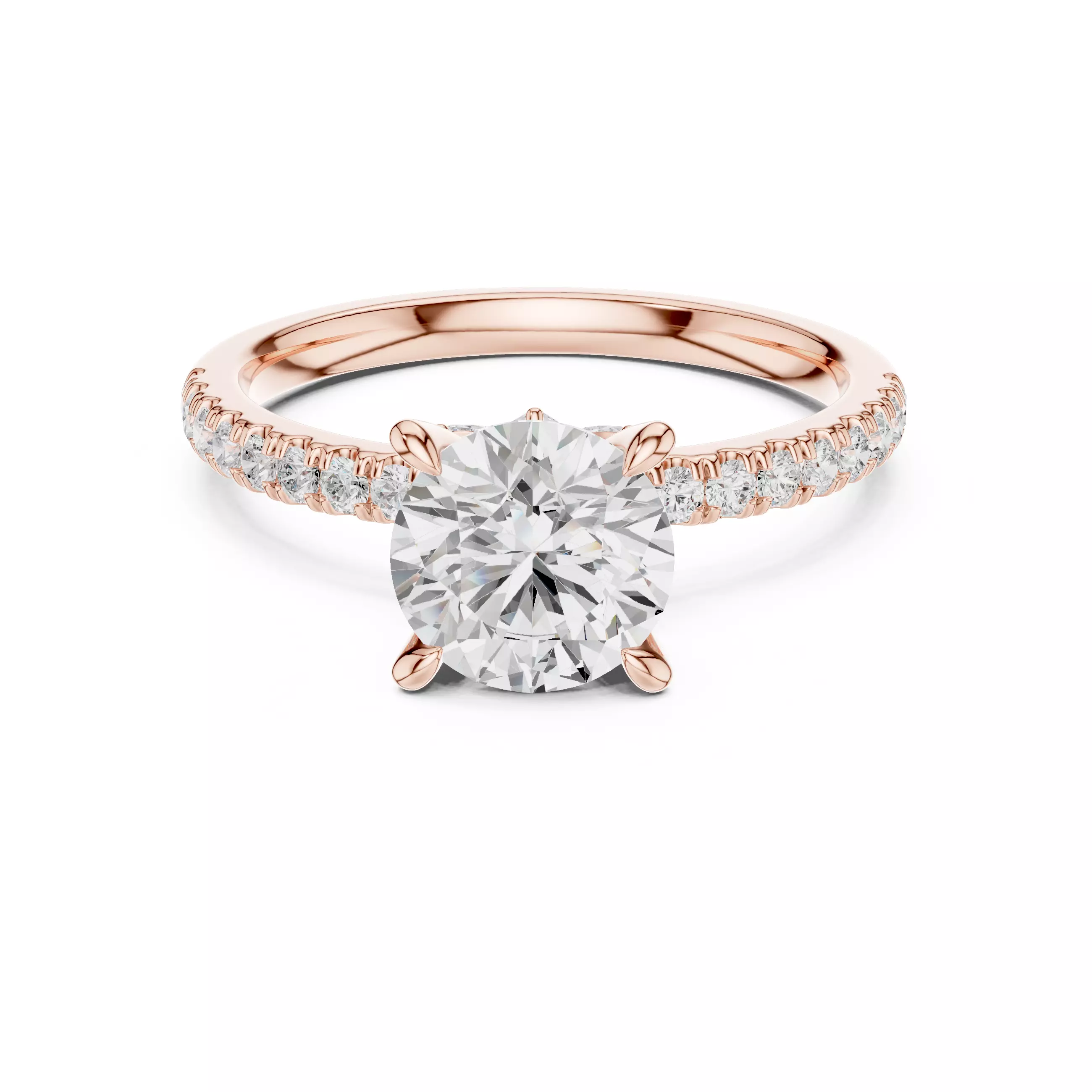 Flower Basket Round Cut Diamond Engagement Ring 3DM STL Video 3D print model