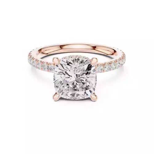Cushion Diamond with Round Cut Double Halo Pave Ring Files Video