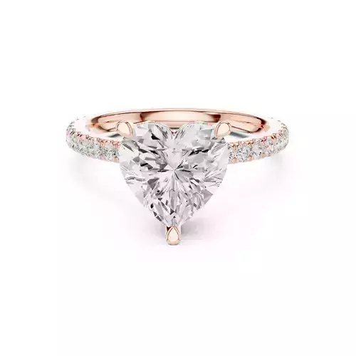 Heart Diamond with Round Cut Double Halo Pave Ring Files Video