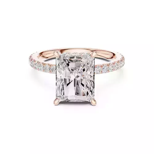 Radiant Diamond with Round Cut Double Halo Pave Ring Files Video