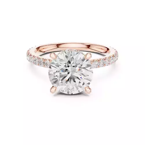 Round Diamond with Round Cut Double Halo Pave Ring Files Video