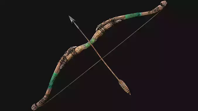 Medieval Wooden Bow Arms Archer Knight Armory Low-poly 3D model