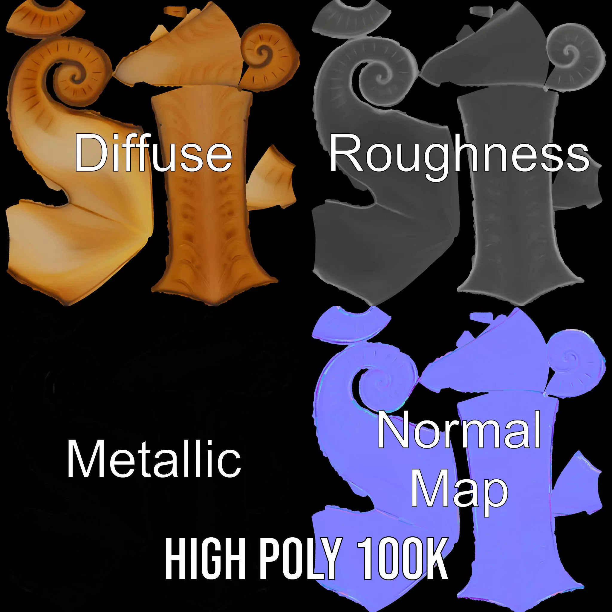 Glossy Spiral Shell model pack Low-poly 3D model_4