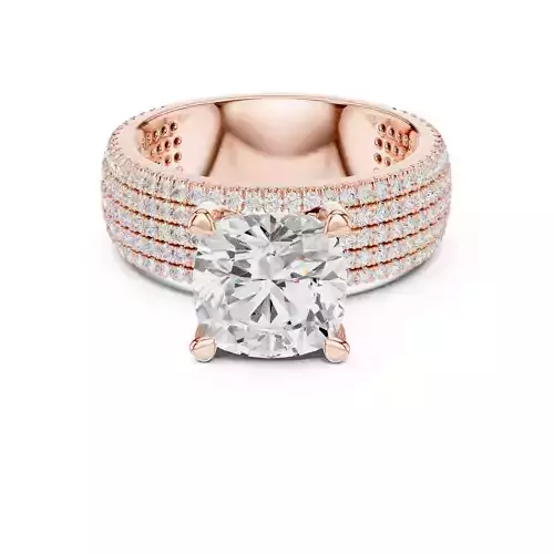 3CT Cushion Cut Diamond Wide Band Engagement Ring 3DM STL Video