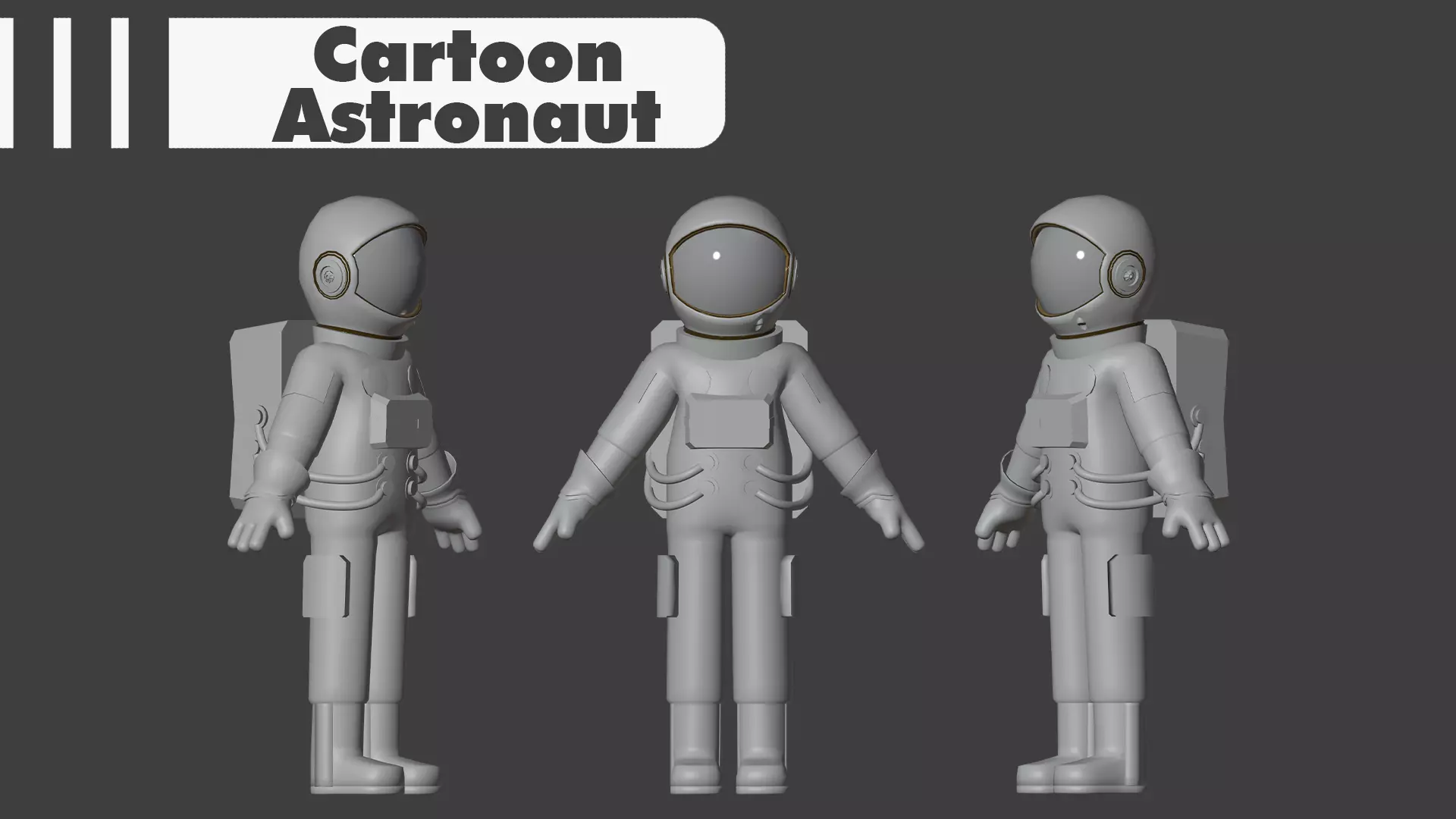 Cartoon Astronaut Low-poly 3D model_3