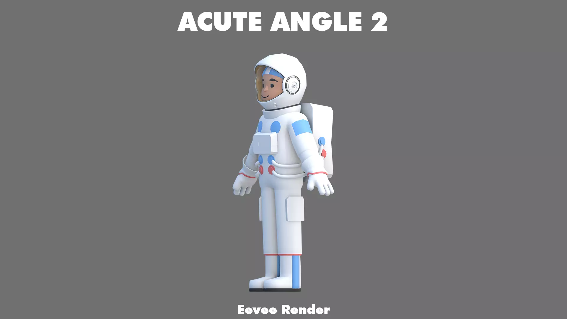 Cartoon Astronaut Low-poly 3D model_17