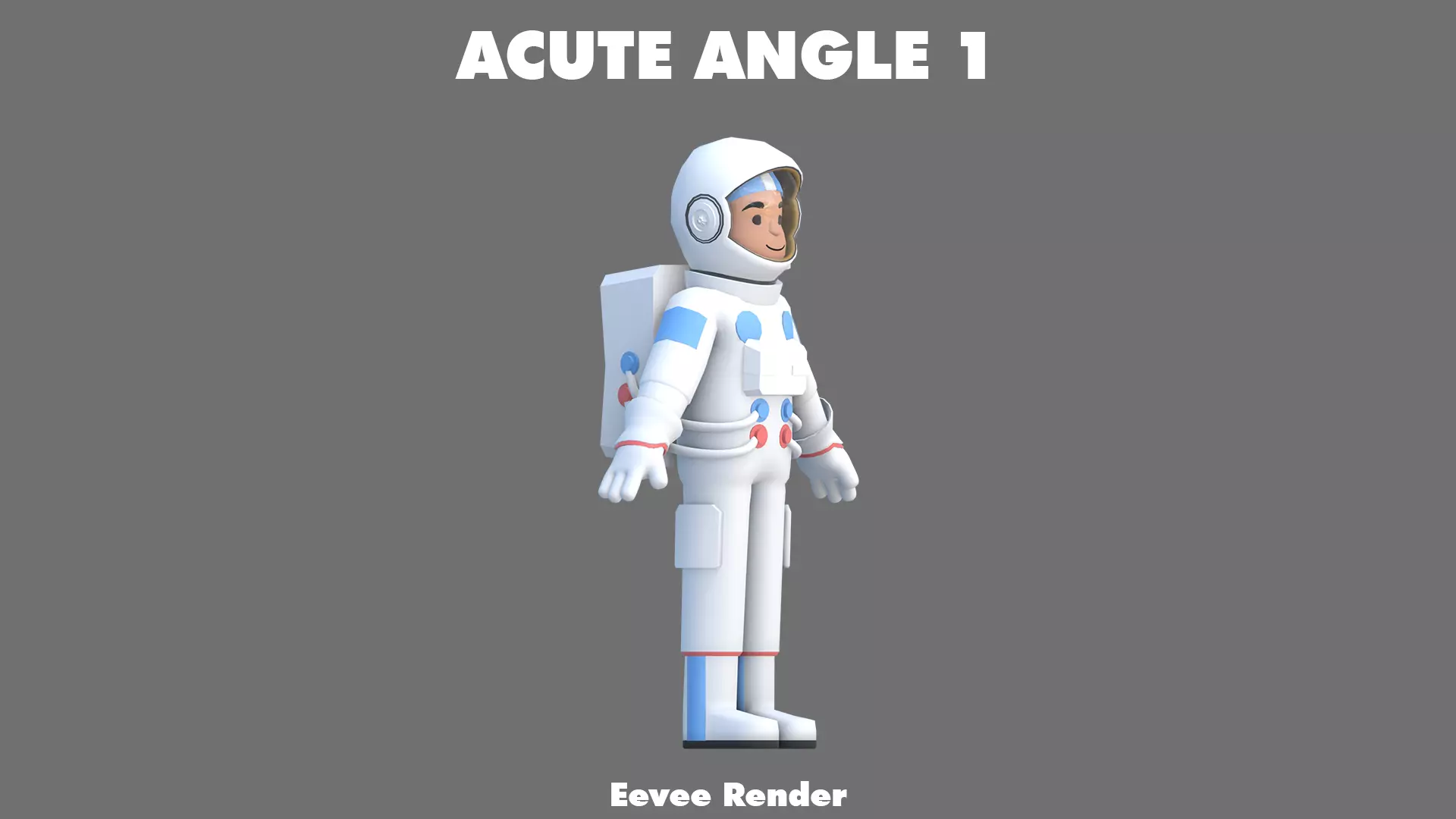 Cartoon Astronaut Low-poly 3D model_16