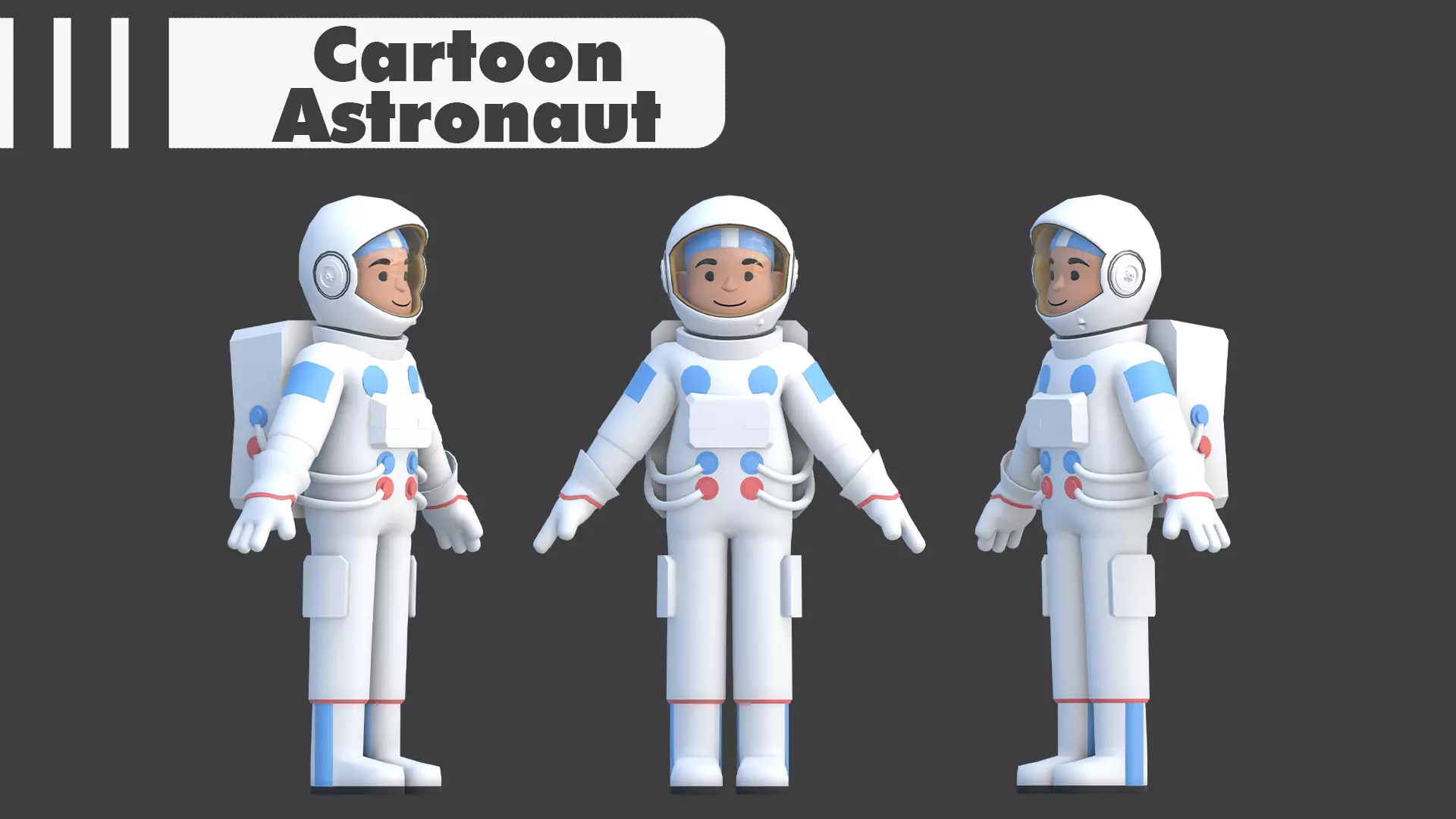 Cartoon Astronaut Low-poly 3D model_2