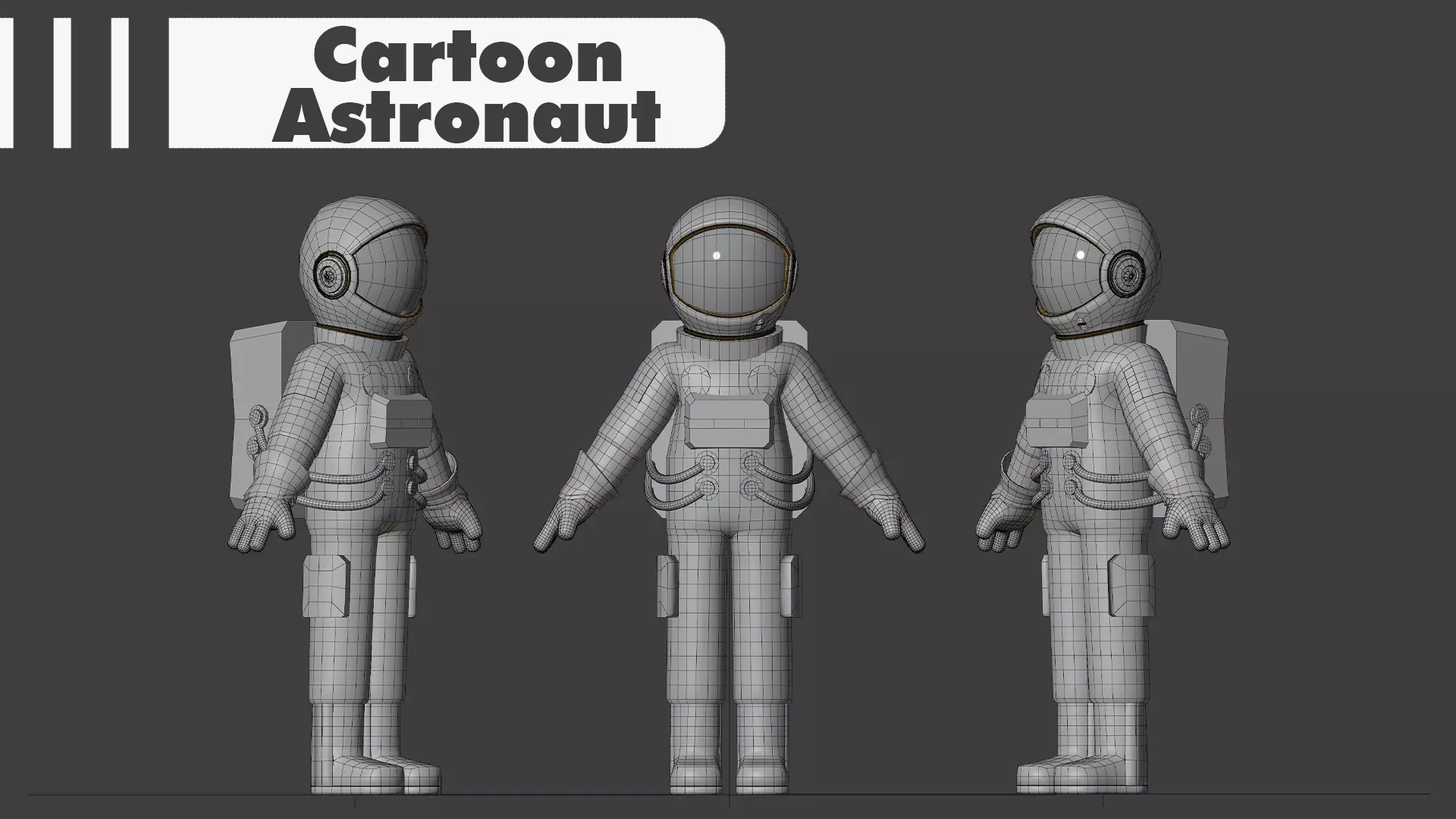 Cartoon Astronaut Low-poly 3D model_4