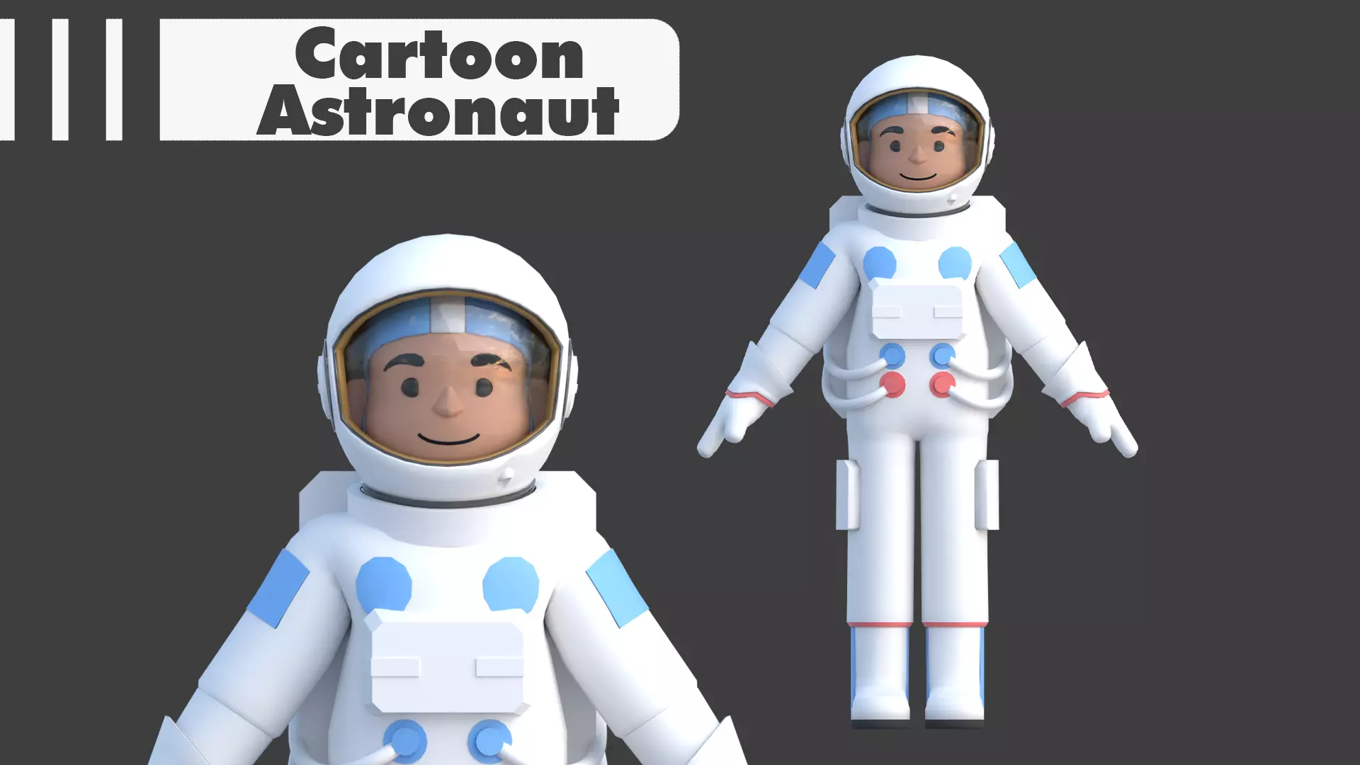 Cartoon Astronaut Low-poly 3D model_0