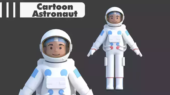 Cartoon Astronaut Low-poly 3D model