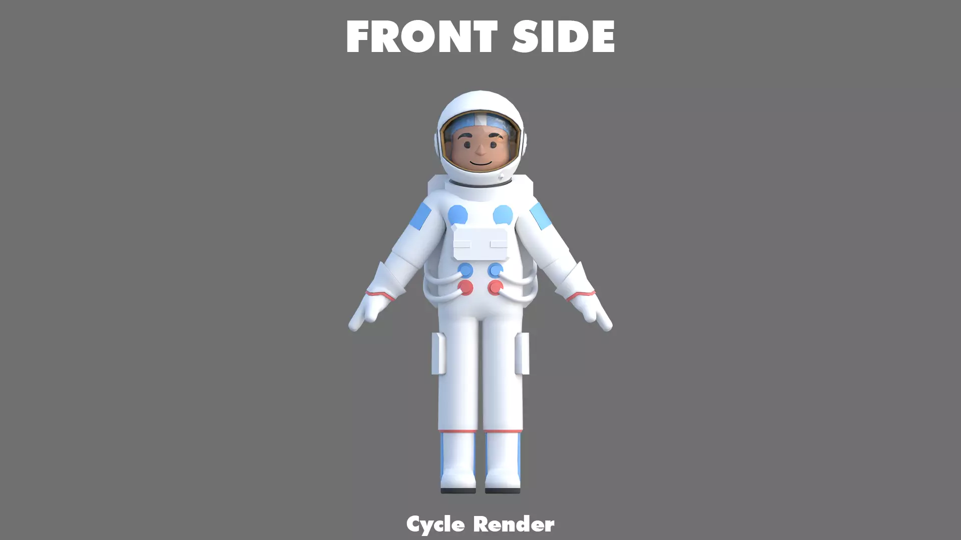 Cartoon Astronaut Low-poly 3D model_6