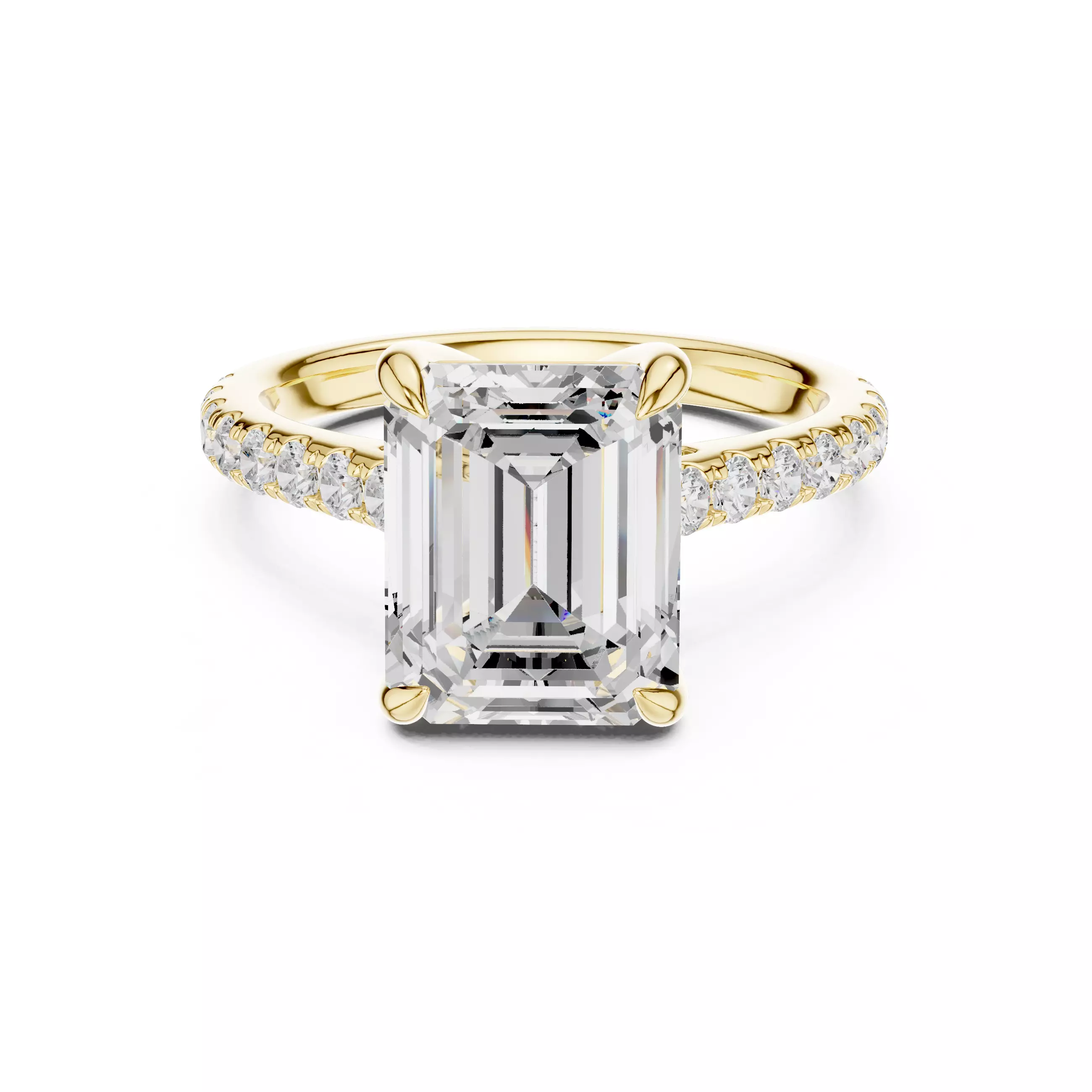 10x8mm Emerald Cut Diamond Engagement Wedding Ring 3DM STL Video 3D print model_1