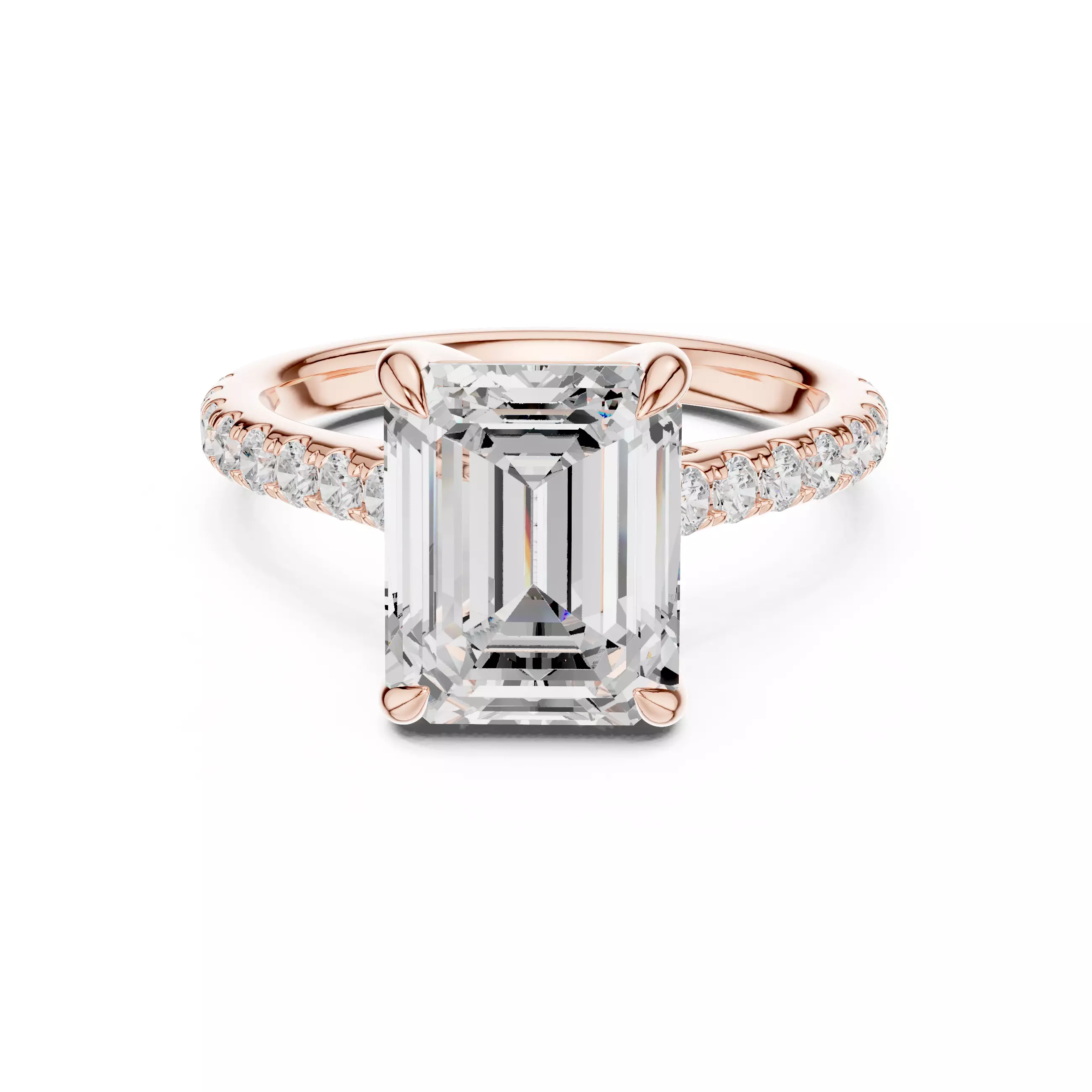 10x8mm Emerald Cut Diamond Engagement Wedding Ring 3DM STL Video 3D print model_0