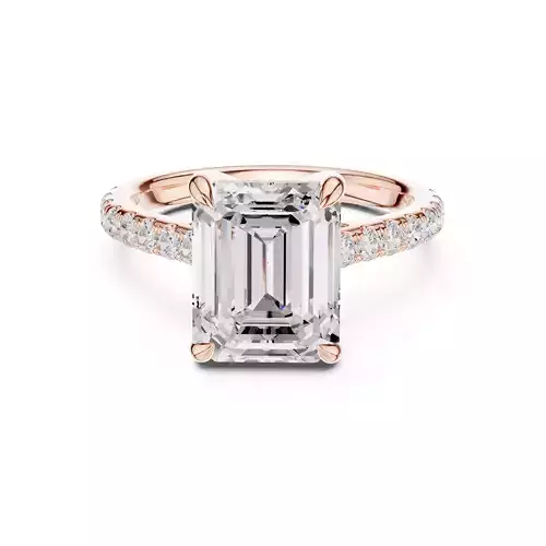 10x8mm Emerald Cut Diamond Engagement Wedding Ring 3DM STL Video 3D print model
