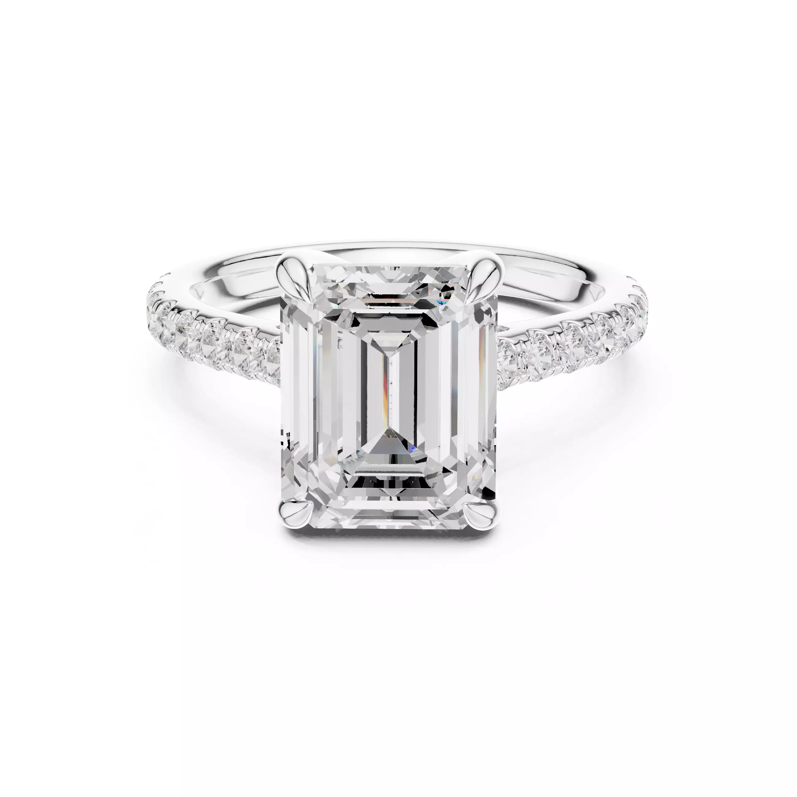 10x8mm Emerald Cut Diamond Engagement Wedding Ring 3DM STL Video 3D print model_2