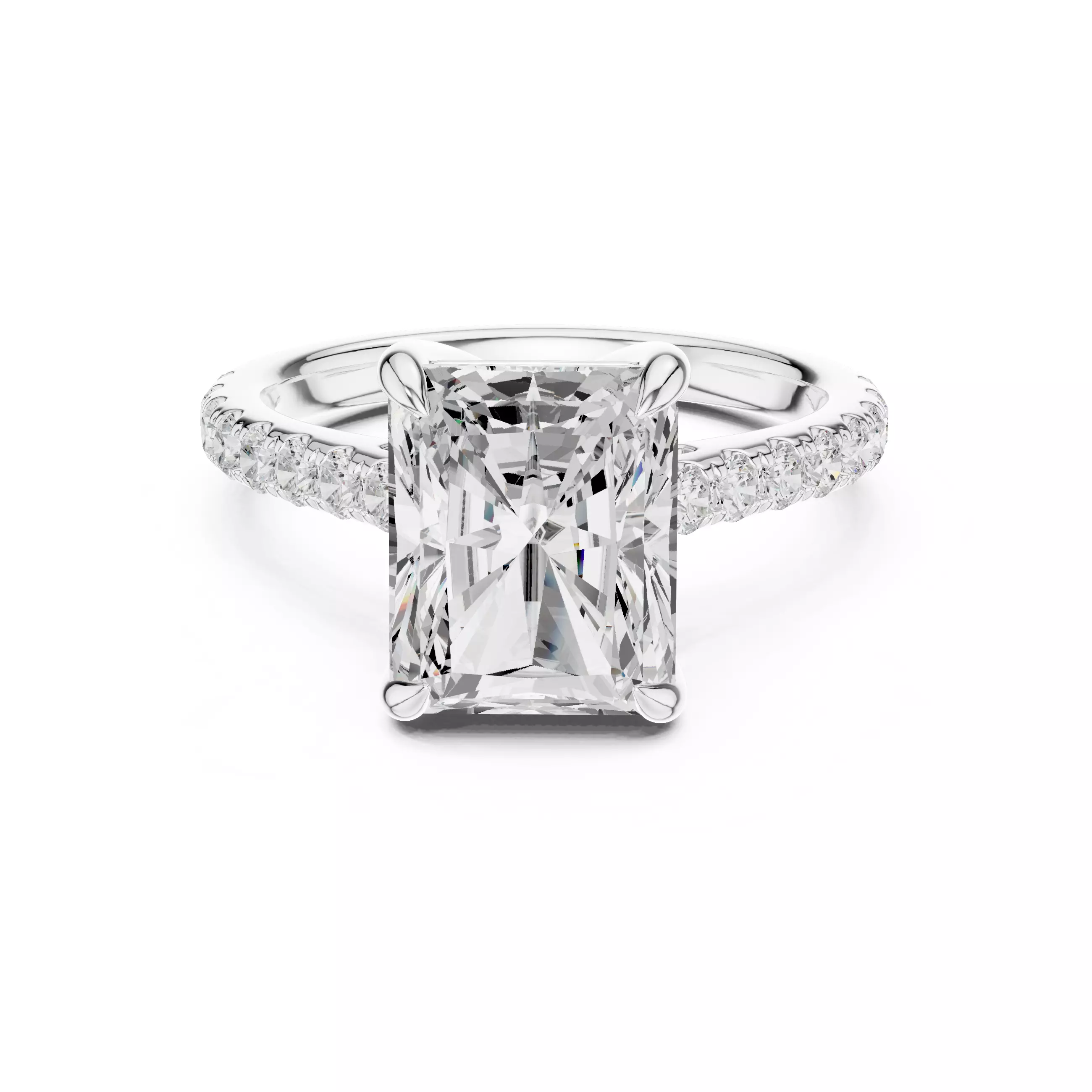 Huge Radiant Cut Diamond Engagement Wedding Ring 3DM STL Video 3D print model_2