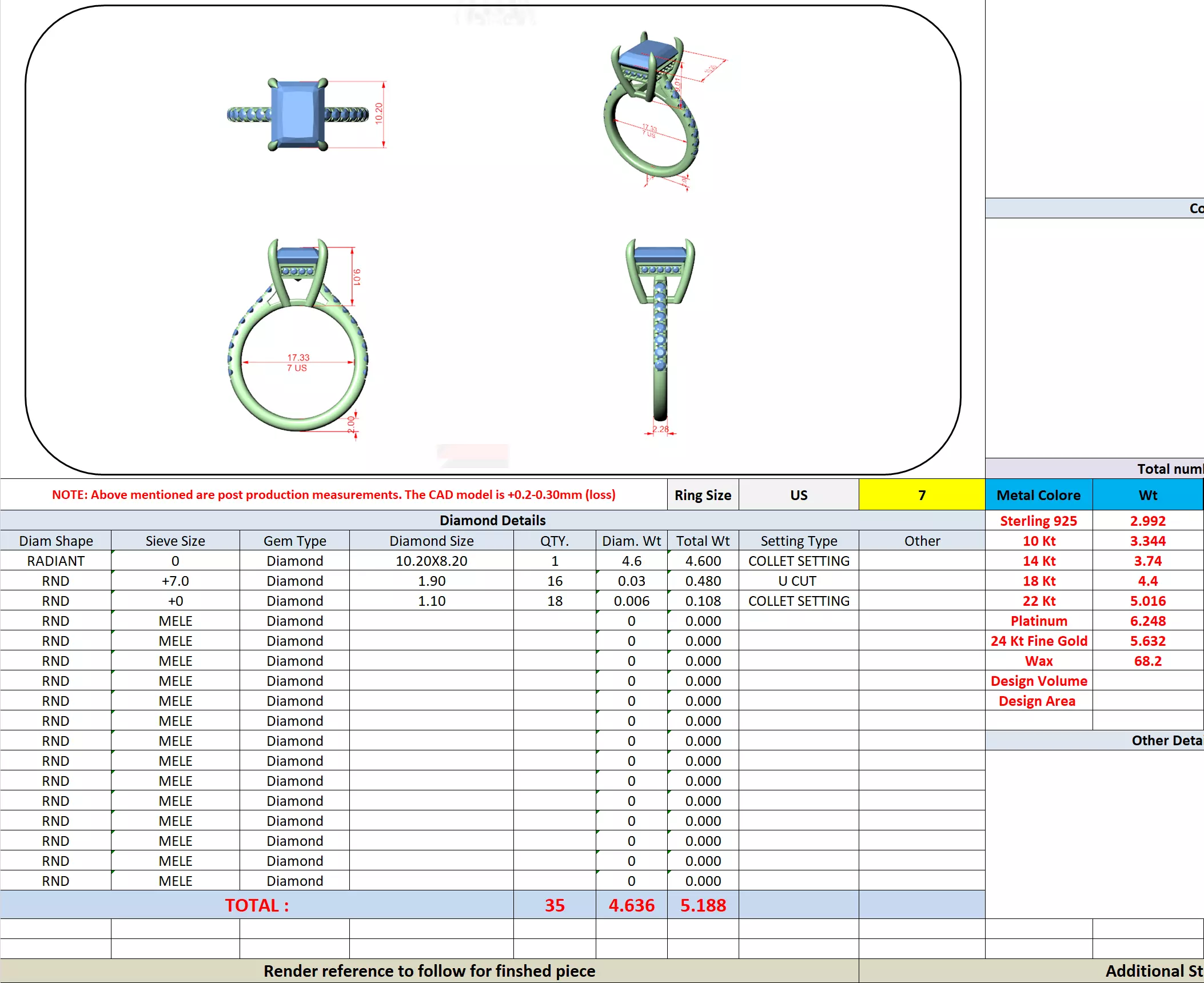 Huge Radiant Cut Diamond Engagement Wedding Ring 3DM STL Video 3D print model_13