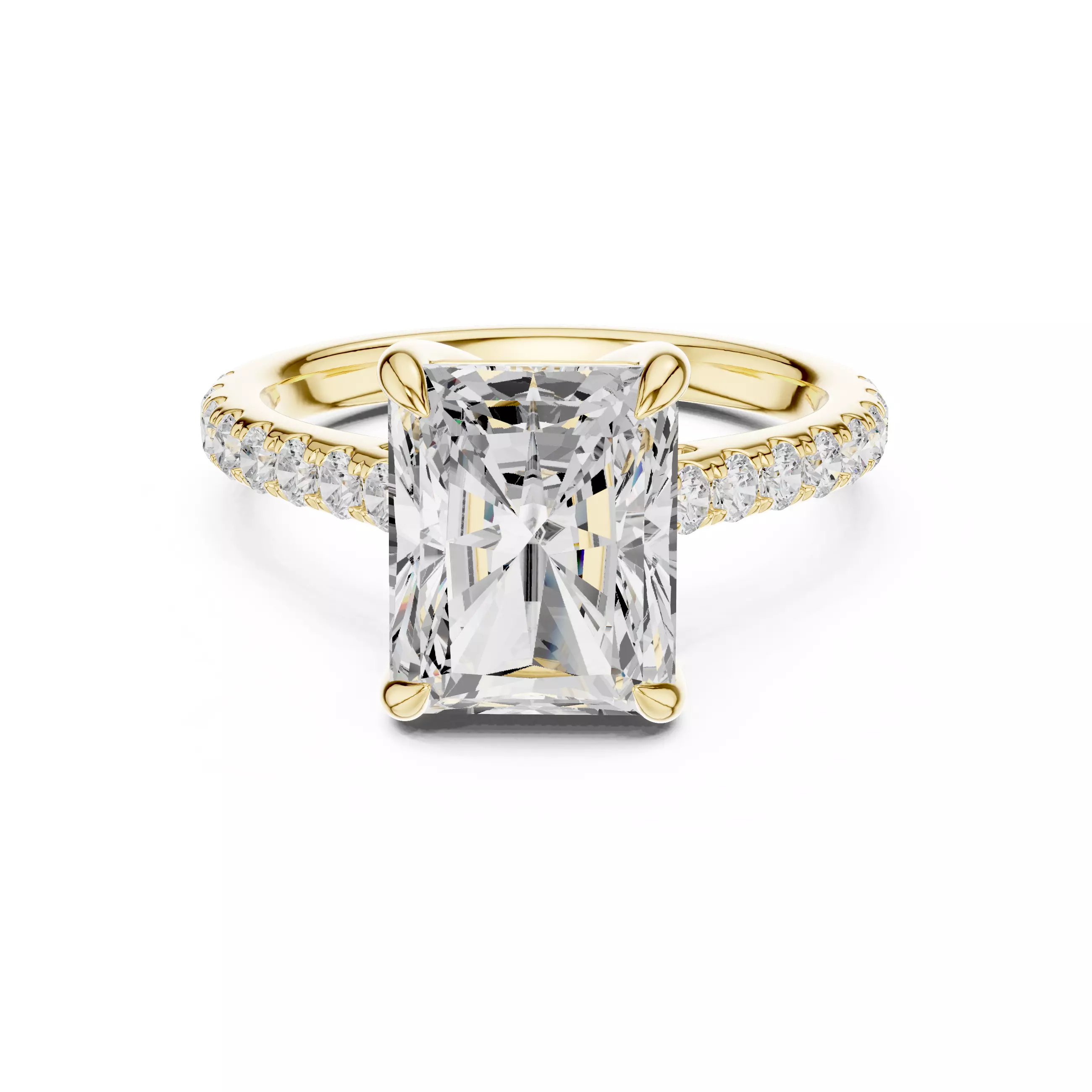 Huge Radiant Cut Diamond Engagement Wedding Ring 3DM STL Video 3D print model_1