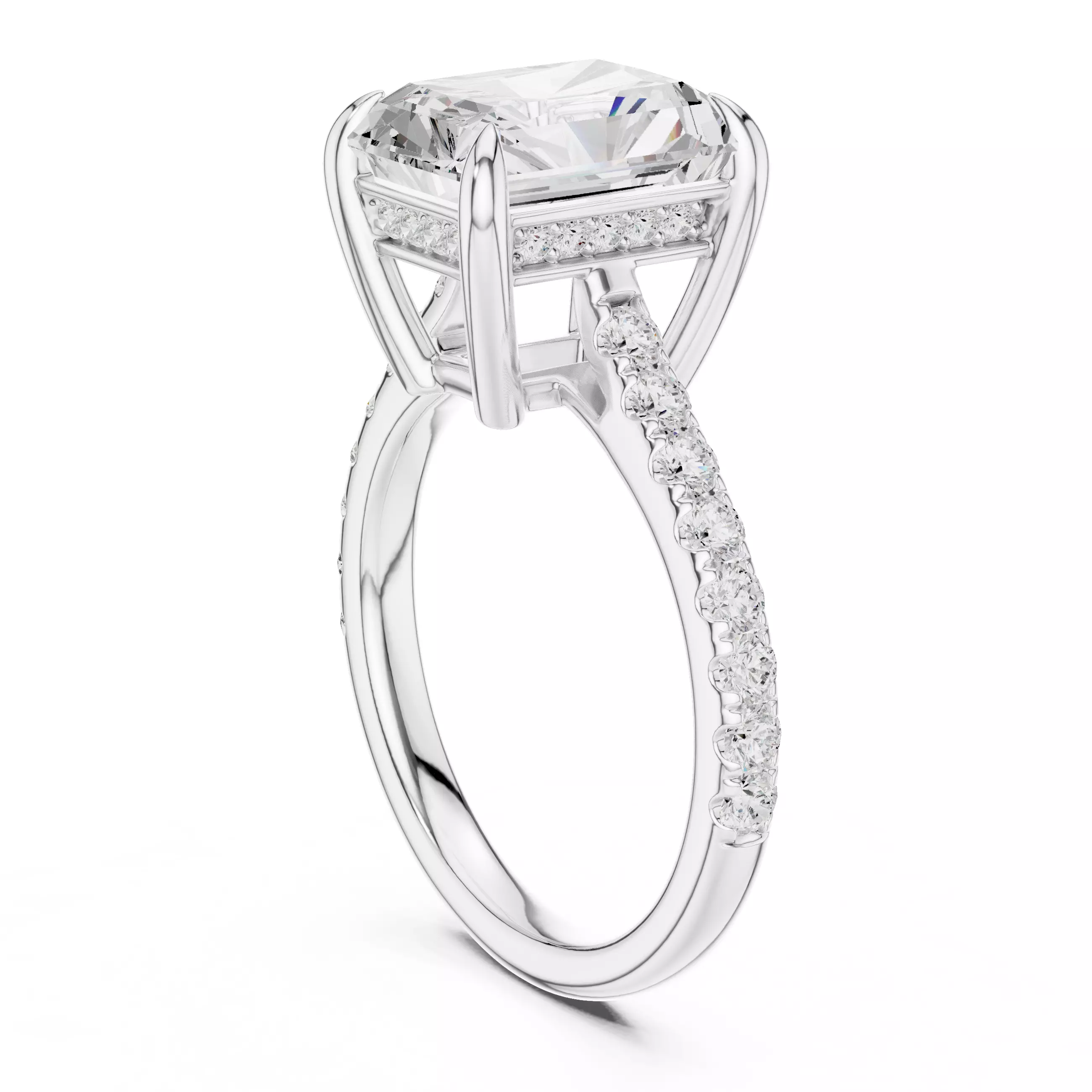 Huge Radiant Cut Diamond Engagement Wedding Ring 3DM STL Video 3D print model_9