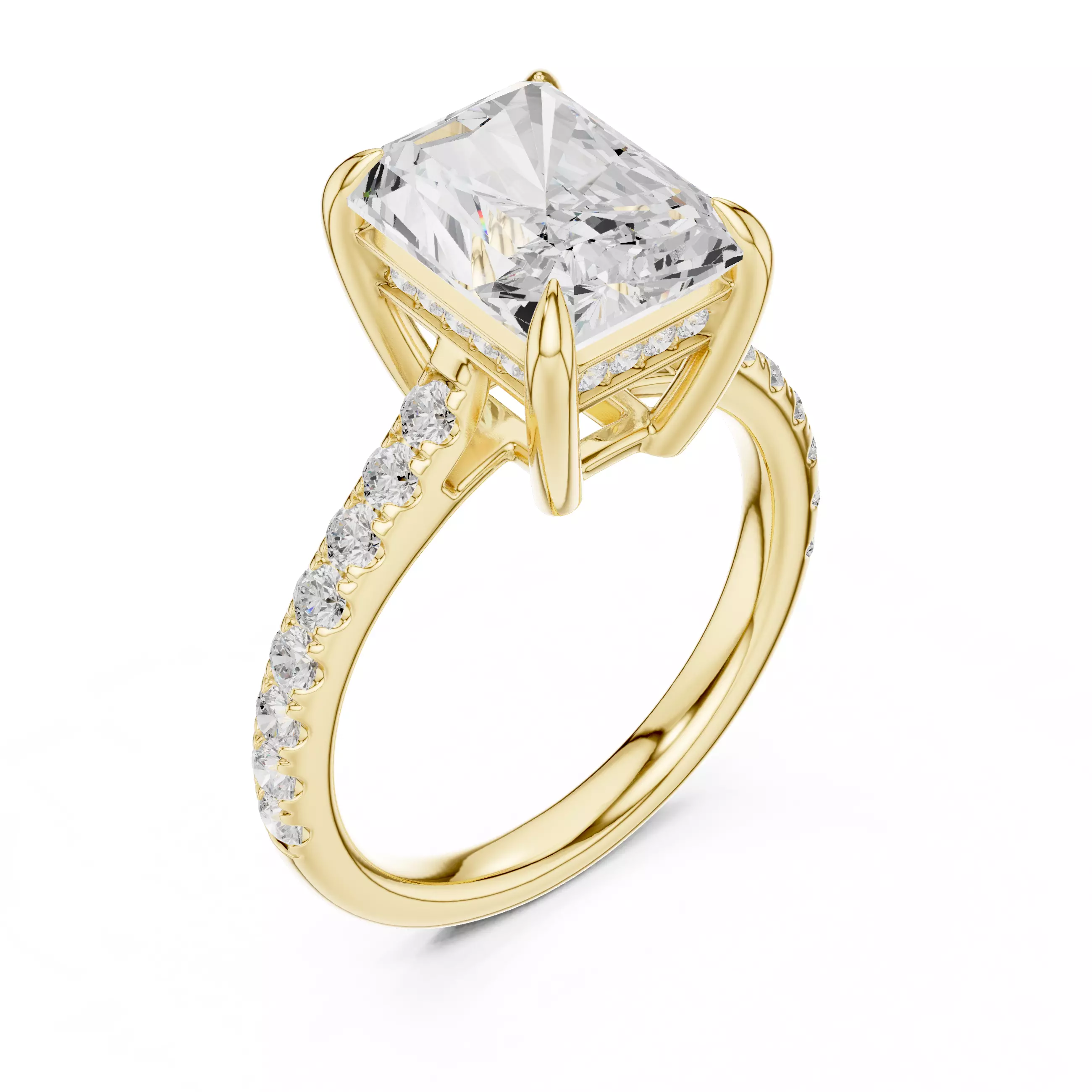 Huge Radiant Cut Diamond Engagement Wedding Ring 3DM STL Video 3D print model_7