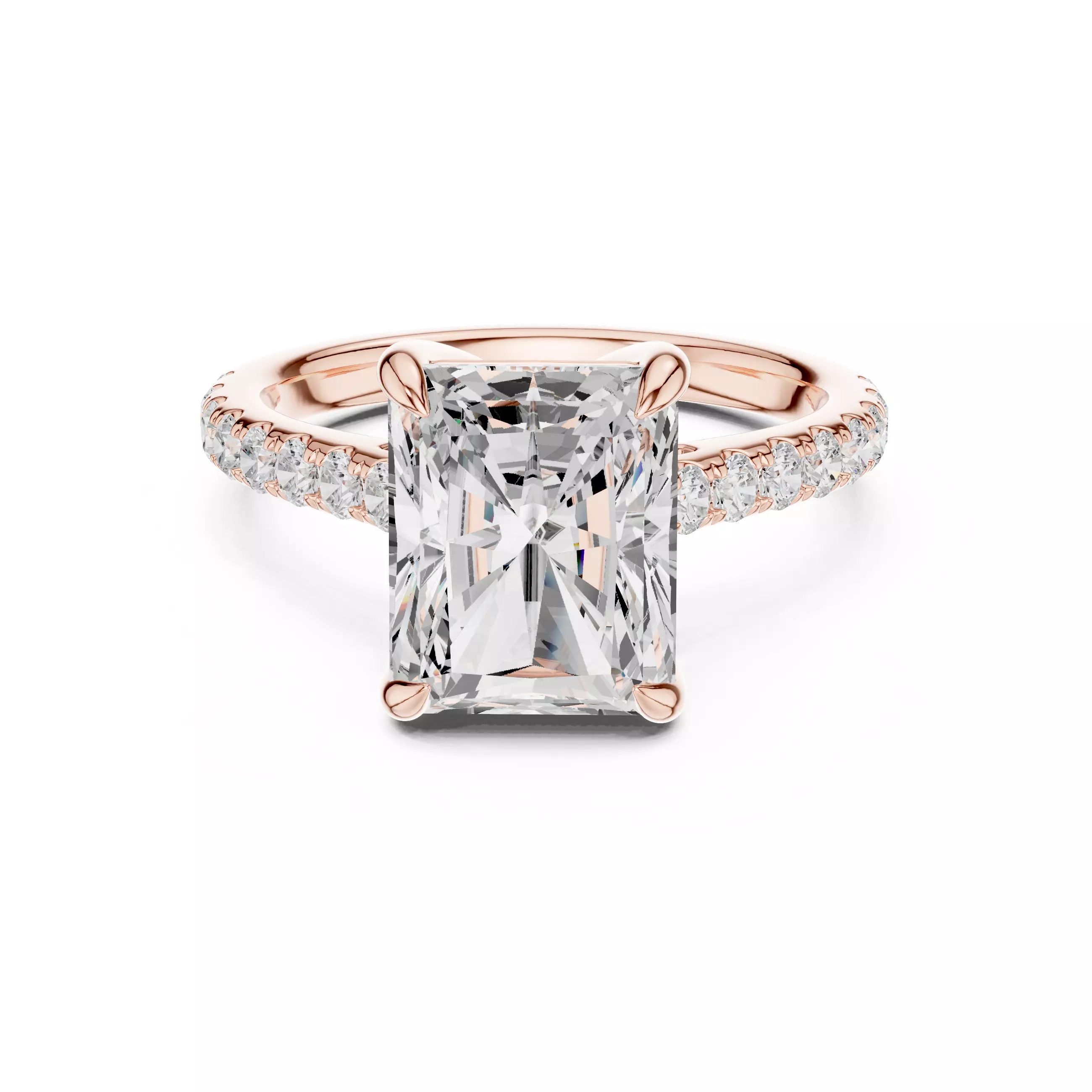 Huge Radiant Cut Diamond Engagement Wedding Ring 3DM STL Video 3D print model_0