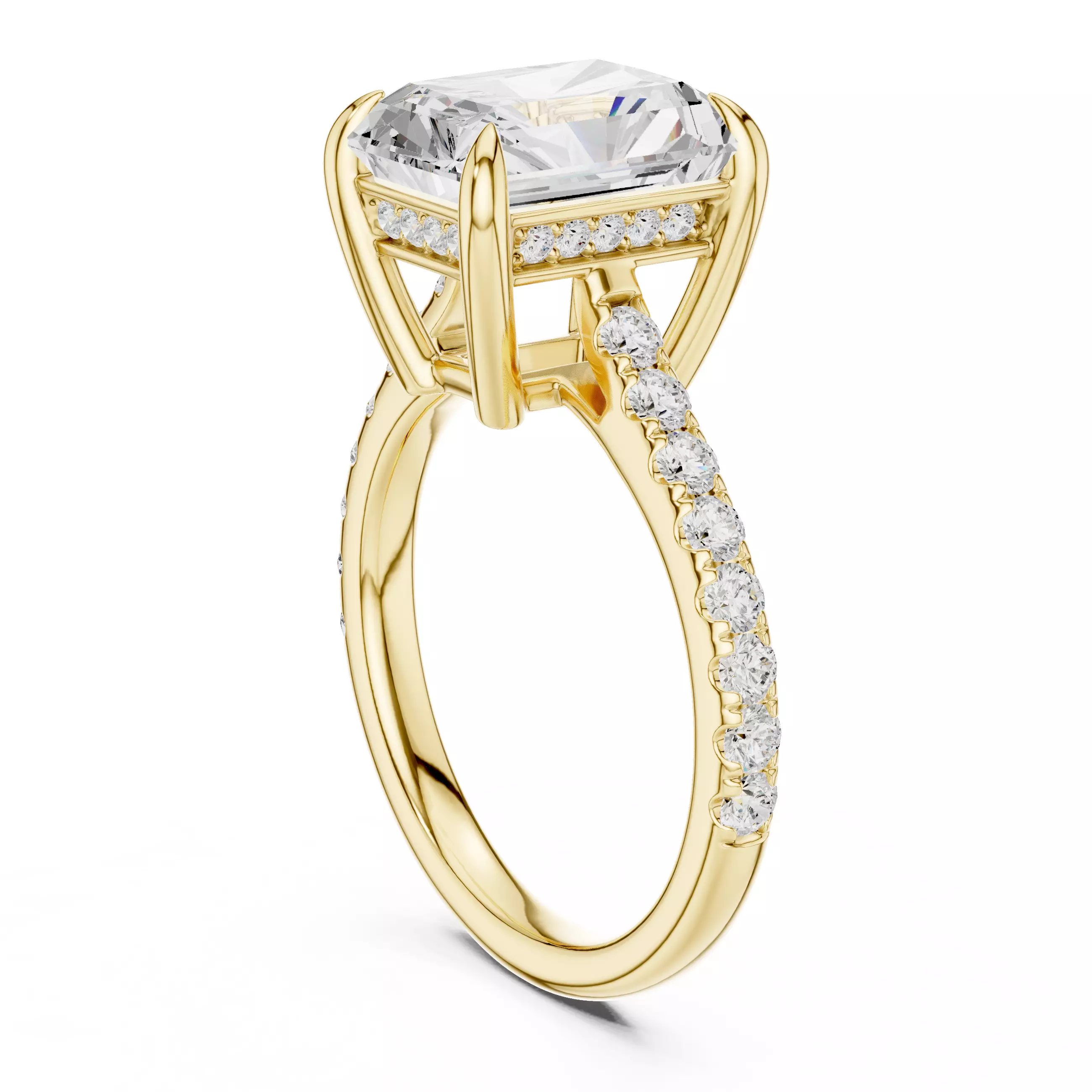 Huge Radiant Cut Diamond Engagement Wedding Ring 3DM STL Video 3D print model_6