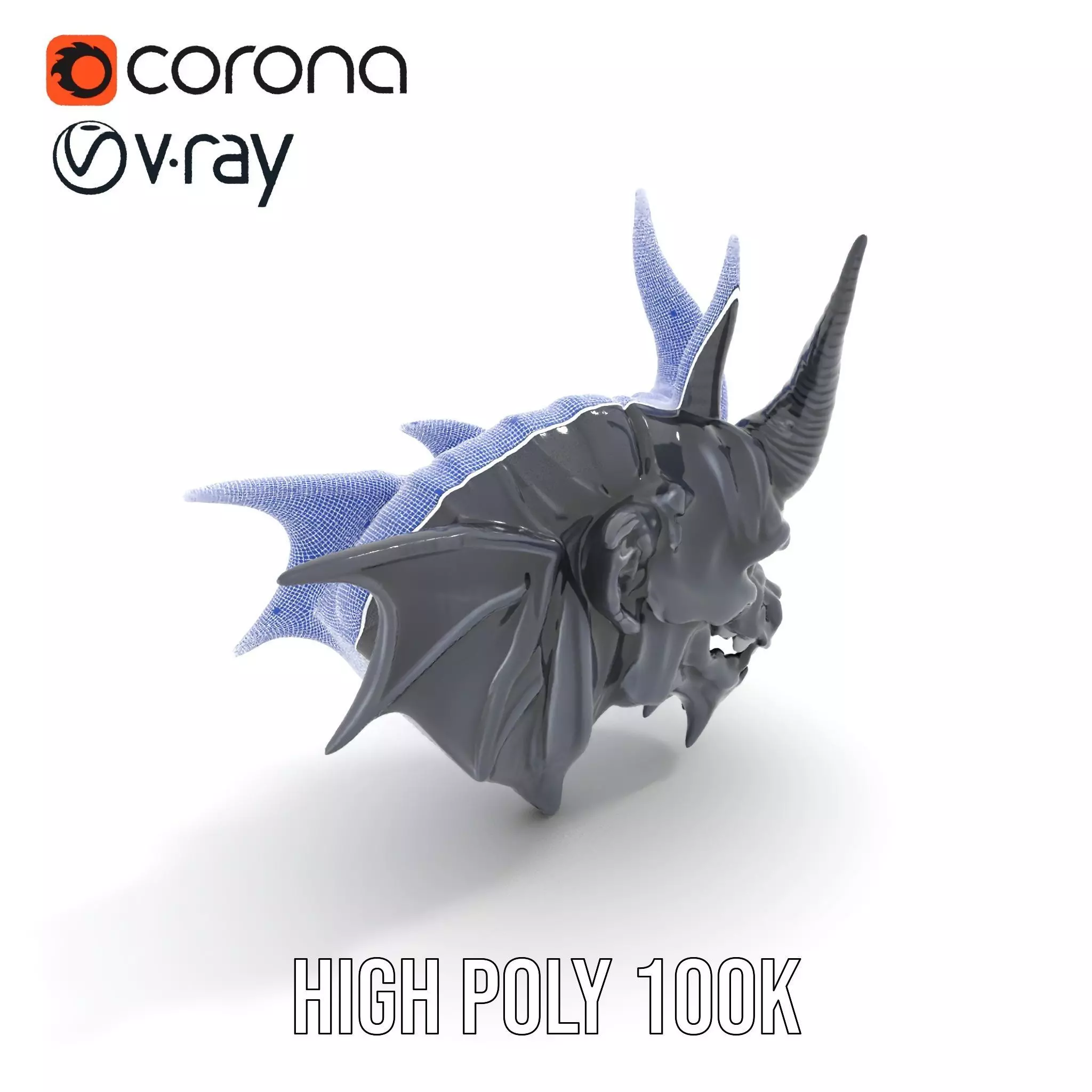 Menacing Gargoyle Head model pack Low-poly 3D model_32