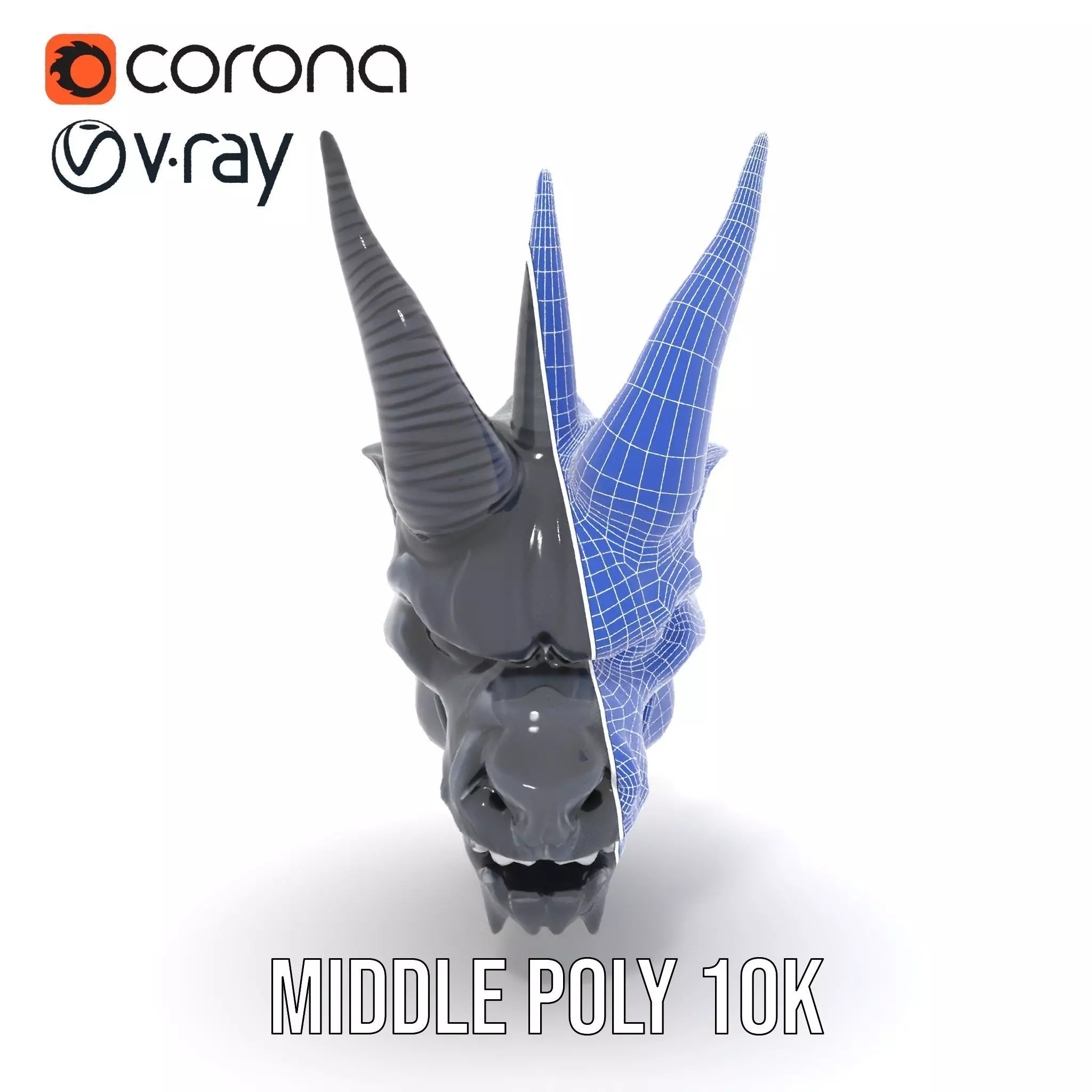 Menacing Gargoyle Head model pack Low-poly 3D model_30