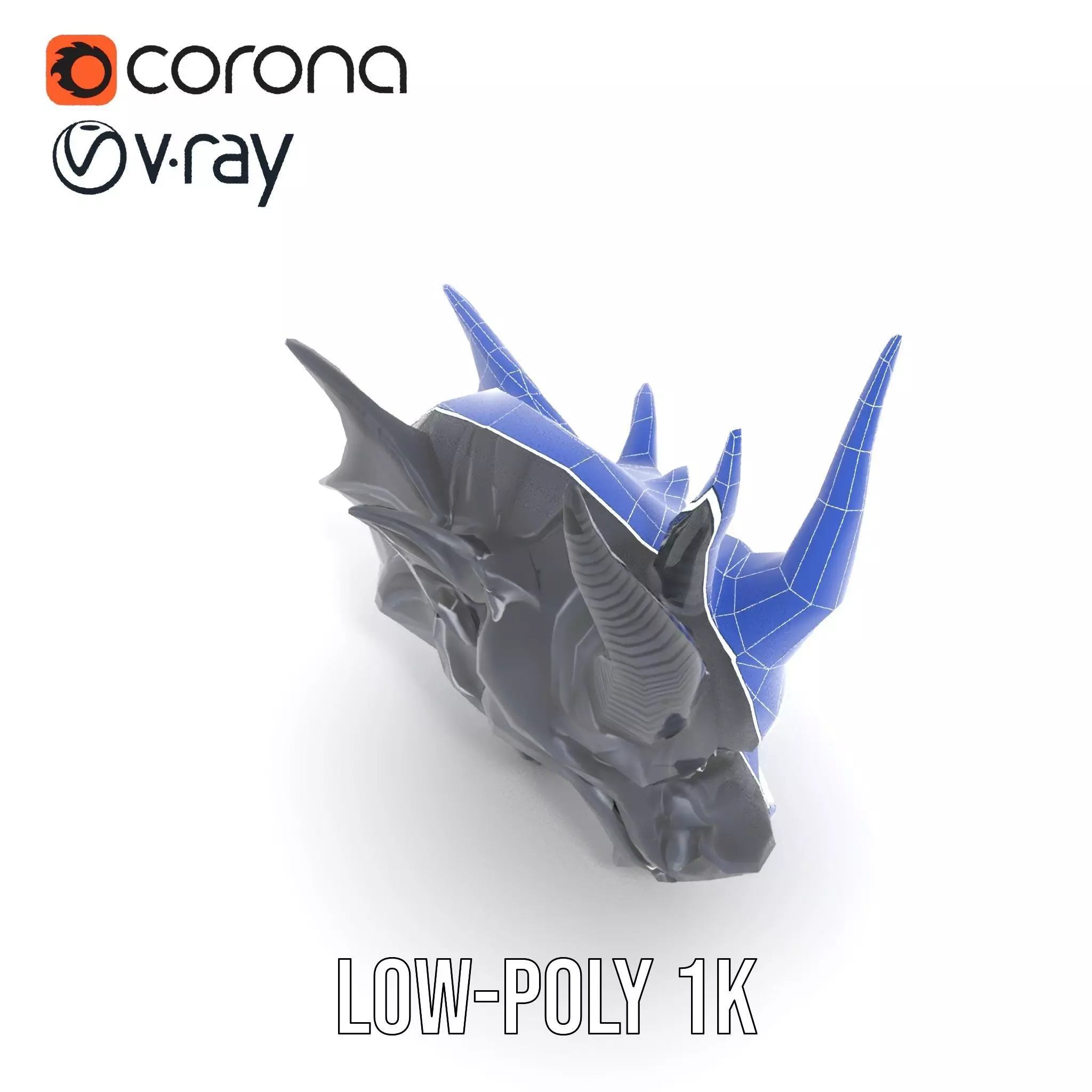 Menacing Gargoyle Head model pack Low-poly 3D model_29