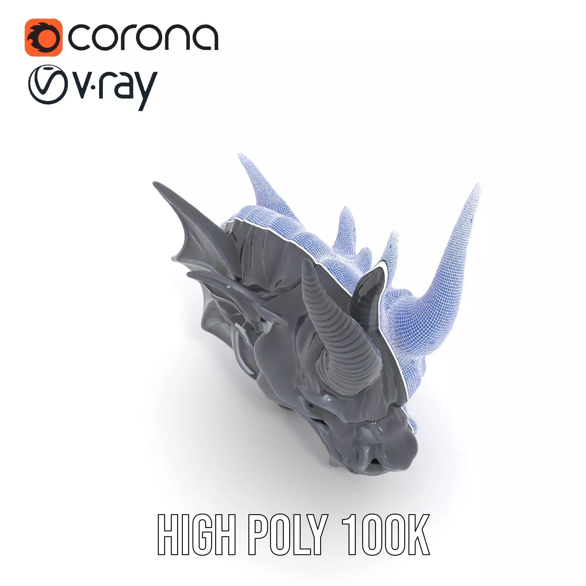 Menacing Gargoyle Head model pack Low-poly 3D model_34