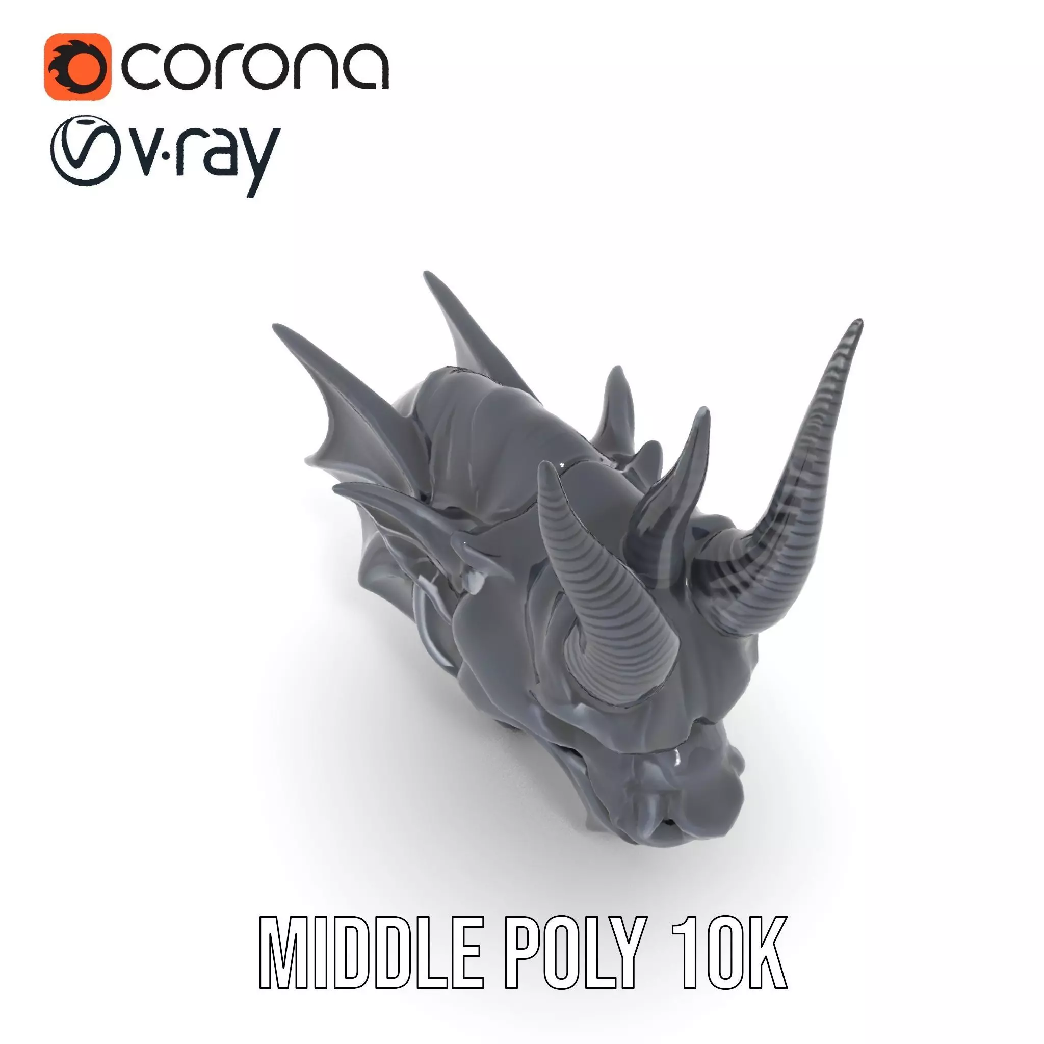 Menacing Gargoyle Head model pack Low-poly 3D model_6