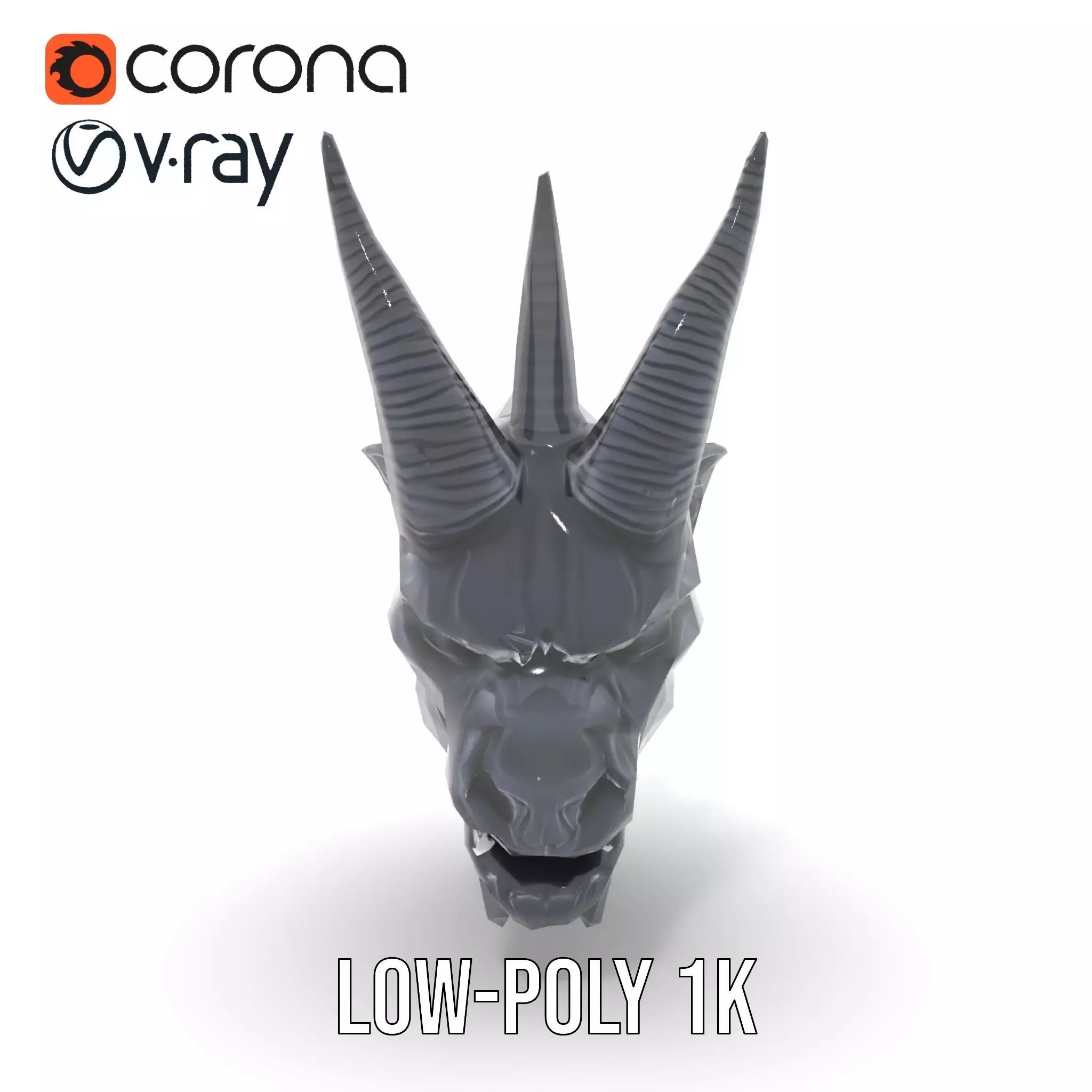 Menacing Gargoyle Head model pack Low-poly 3D model_23