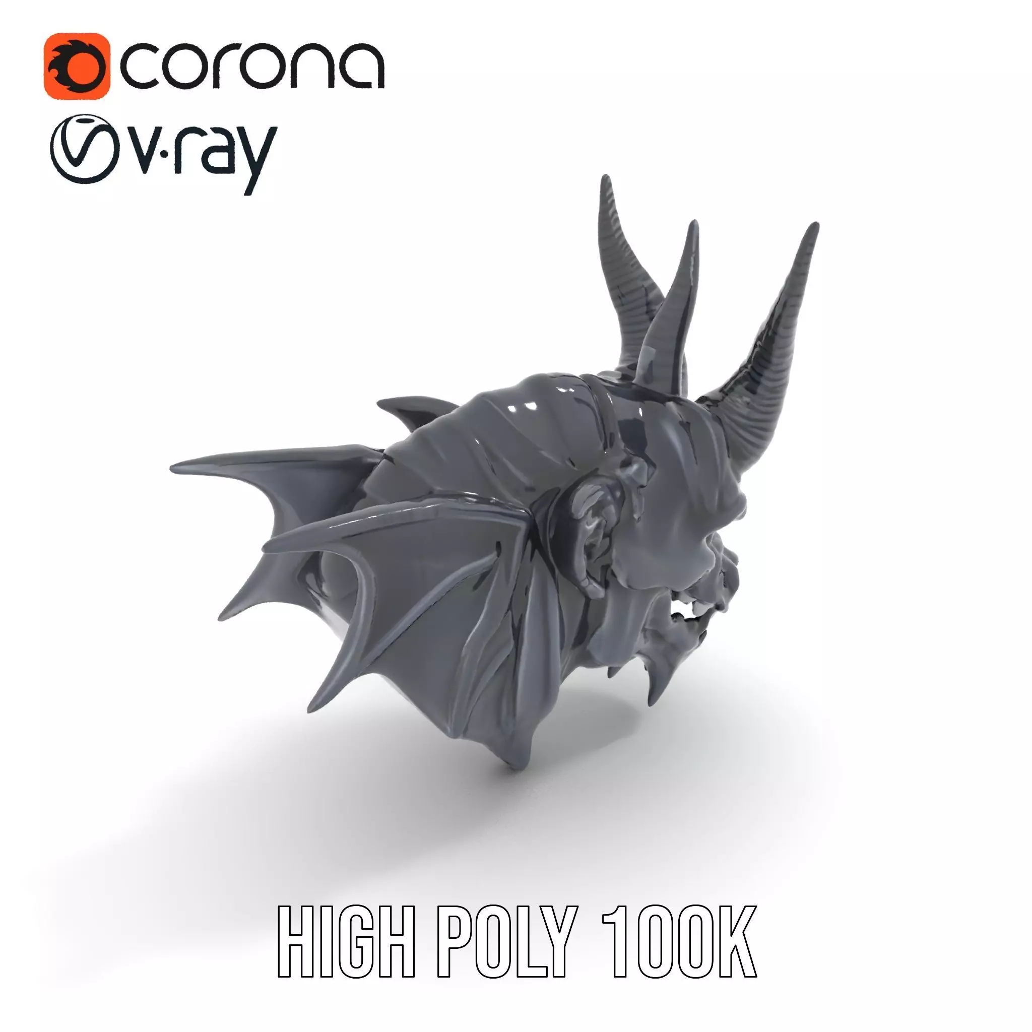 Menacing Gargoyle Head model pack Low-poly 3D model_14