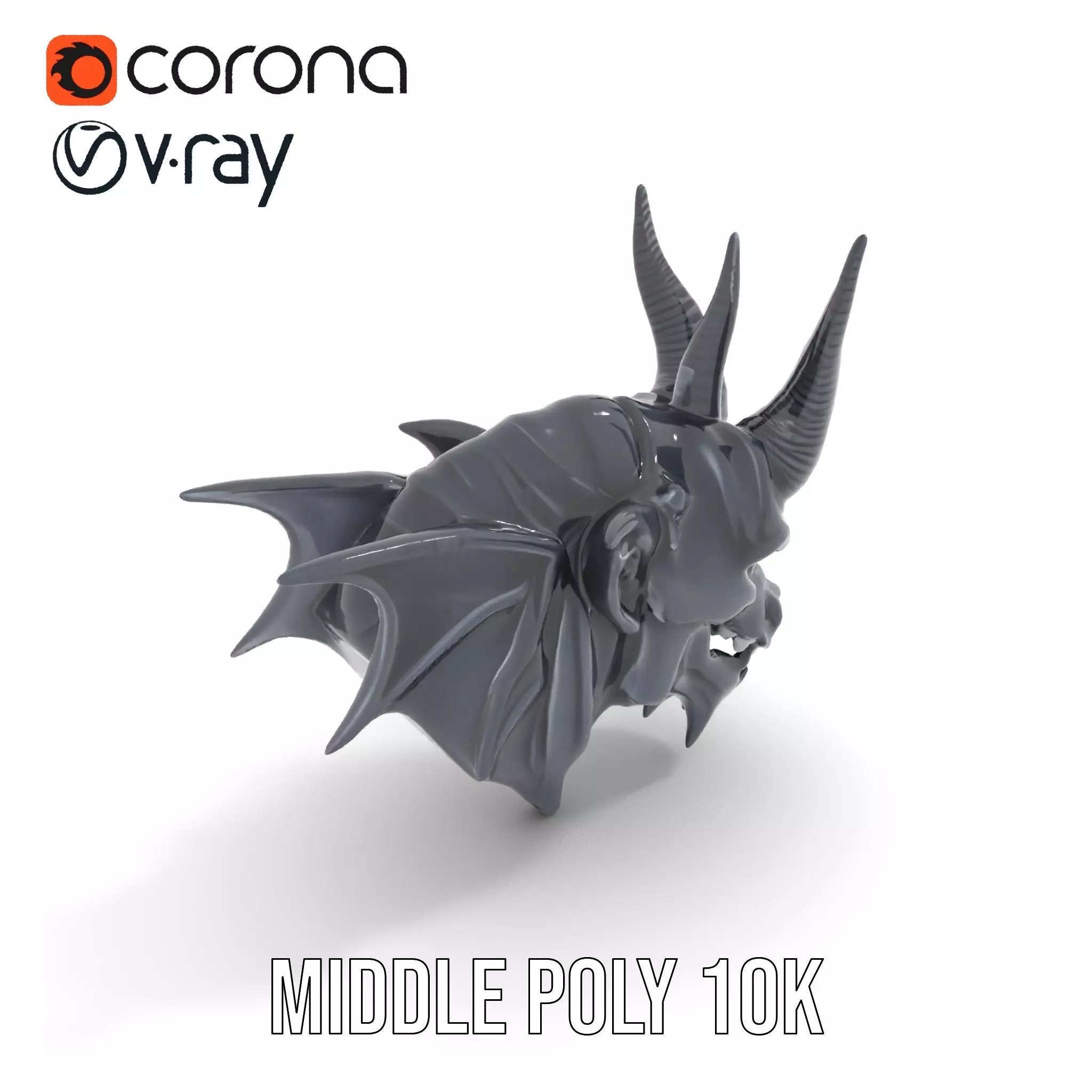 Menacing Gargoyle Head model pack Low-poly 3D model_18