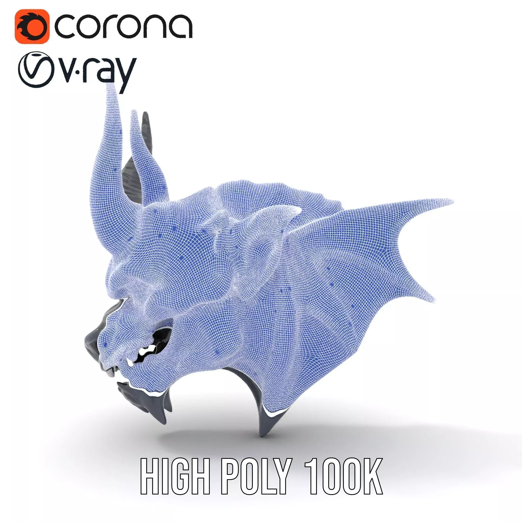 Menacing Gargoyle Head model pack Low-poly 3D model_27