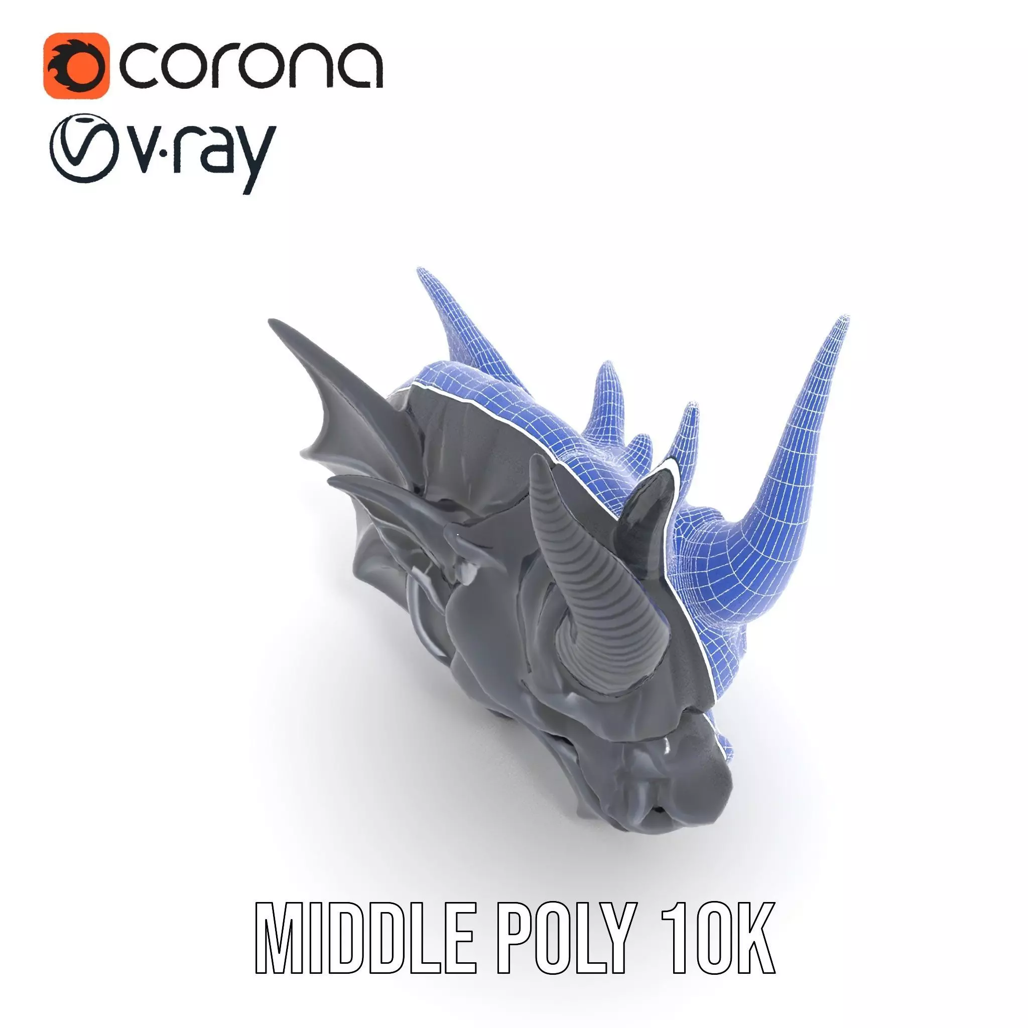 Menacing Gargoyle Head model pack Low-poly 3D model_22