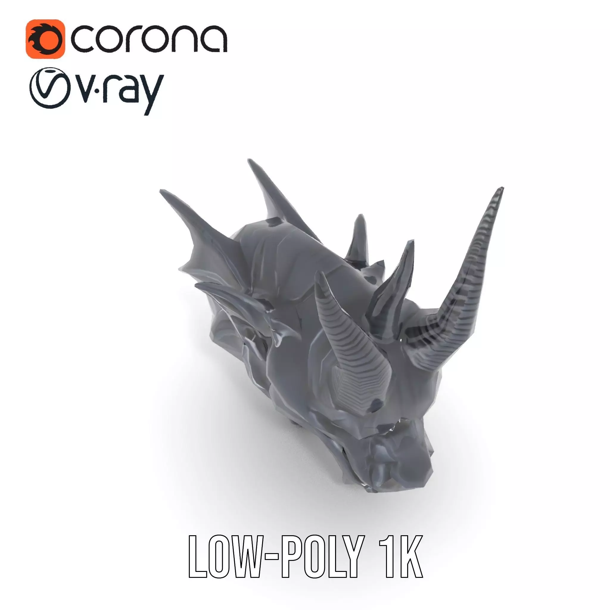 Menacing Gargoyle Head model pack Low-poly 3D model_8