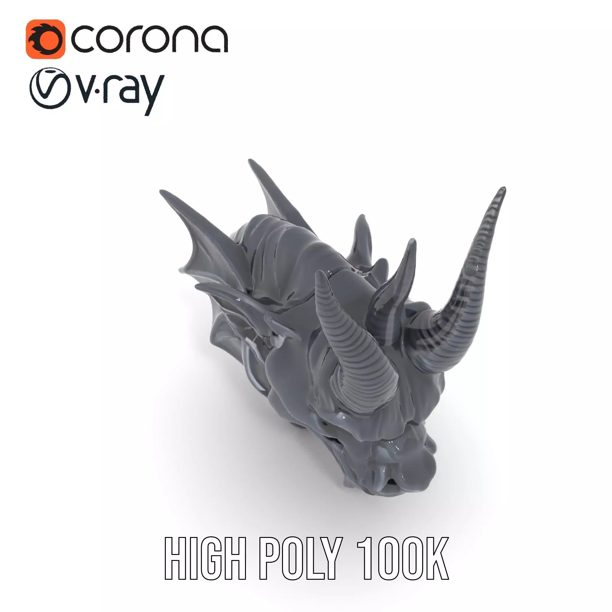 Menacing Gargoyle Head model pack Low-poly 3D model_17