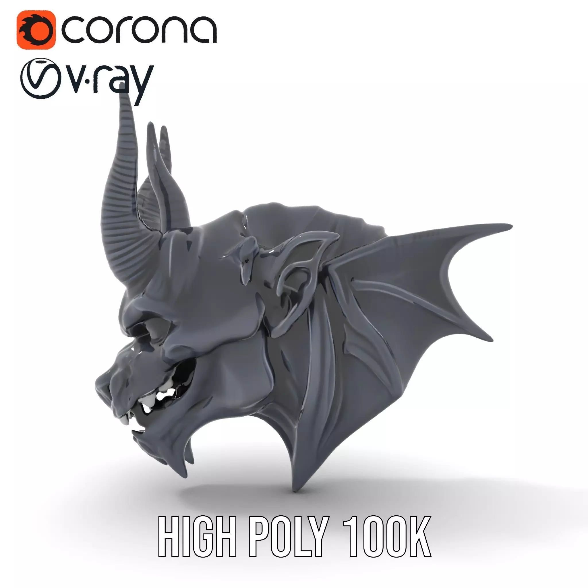 Menacing Gargoyle Head model pack Low-poly 3D model_24