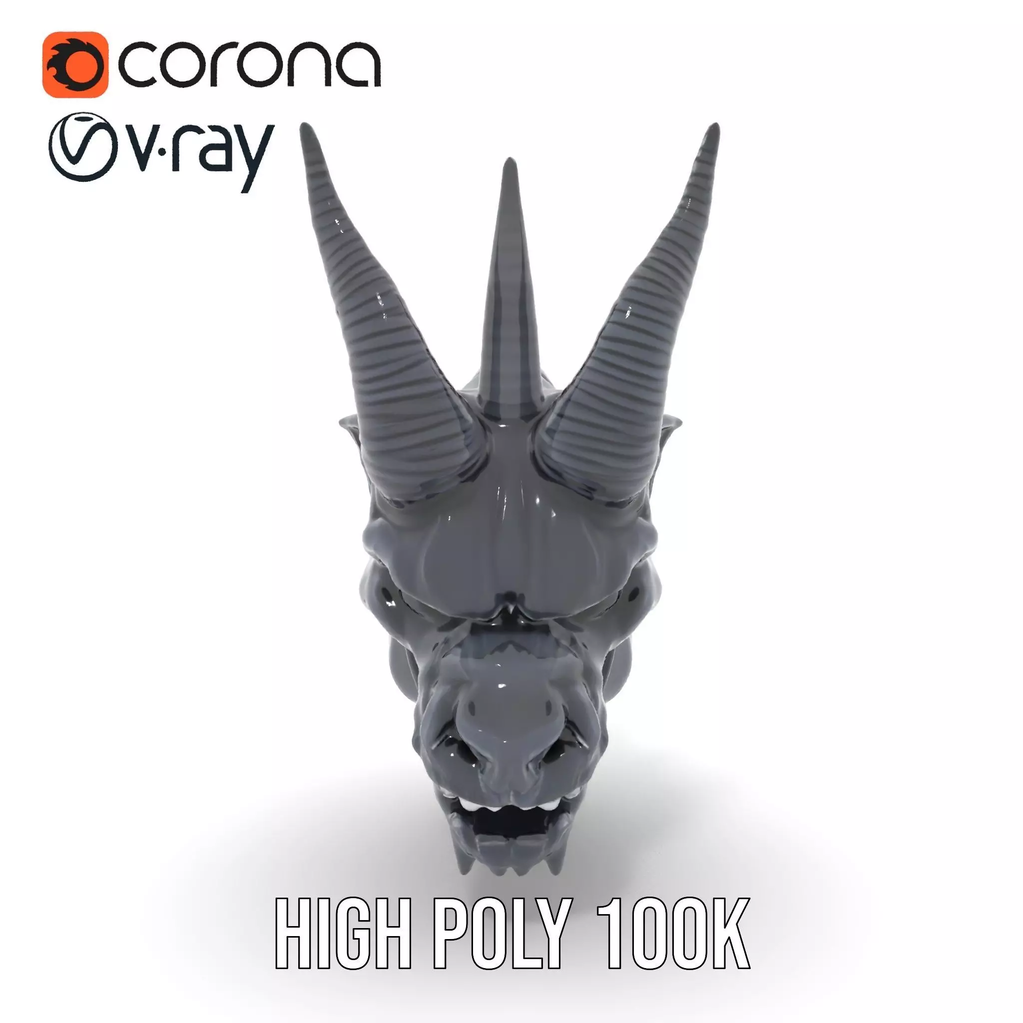 Menacing Gargoyle Head model pack Low-poly 3D model_33