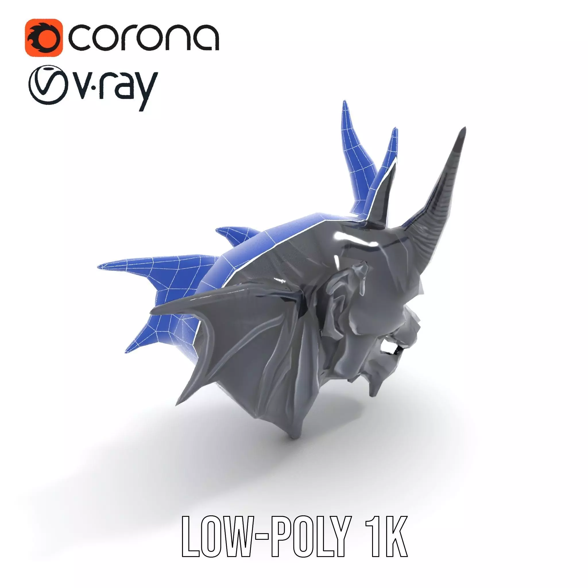 Menacing Gargoyle Head model pack Low-poly 3D model_26