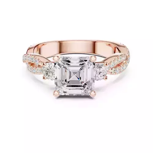 Twisted Shank Asscher Cut Diamond Engagement Ring 3DM STL Video