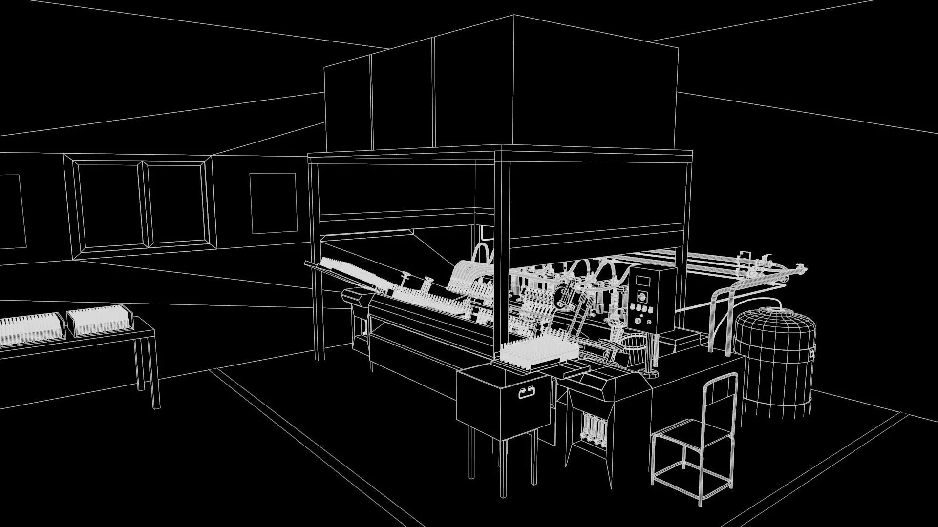 Eight Head Ampoule Filling and Sealing Machine Low-poly 3D model_17