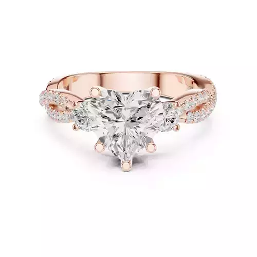 Twisted Shank Heart Cut Diamond Engagement Ring 3DM STL Video