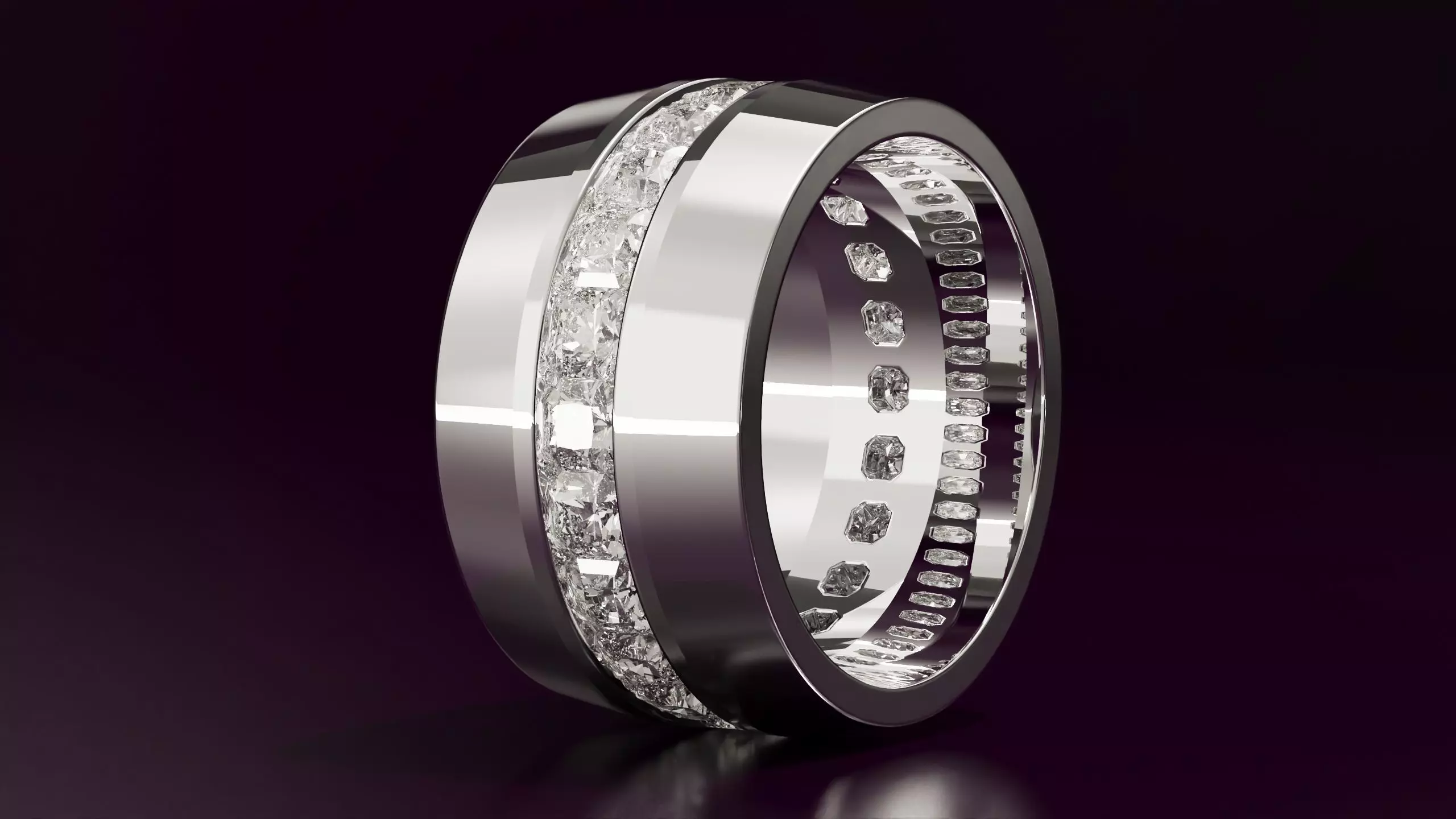 Channel Set Radiant Square Eternity Ring N09 3036CT EU54 Free 3D print model