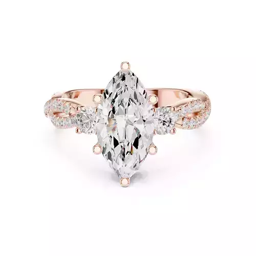 Twisted Shank Marquise Cut Diamond Engagement Ring 3DM STL Video
