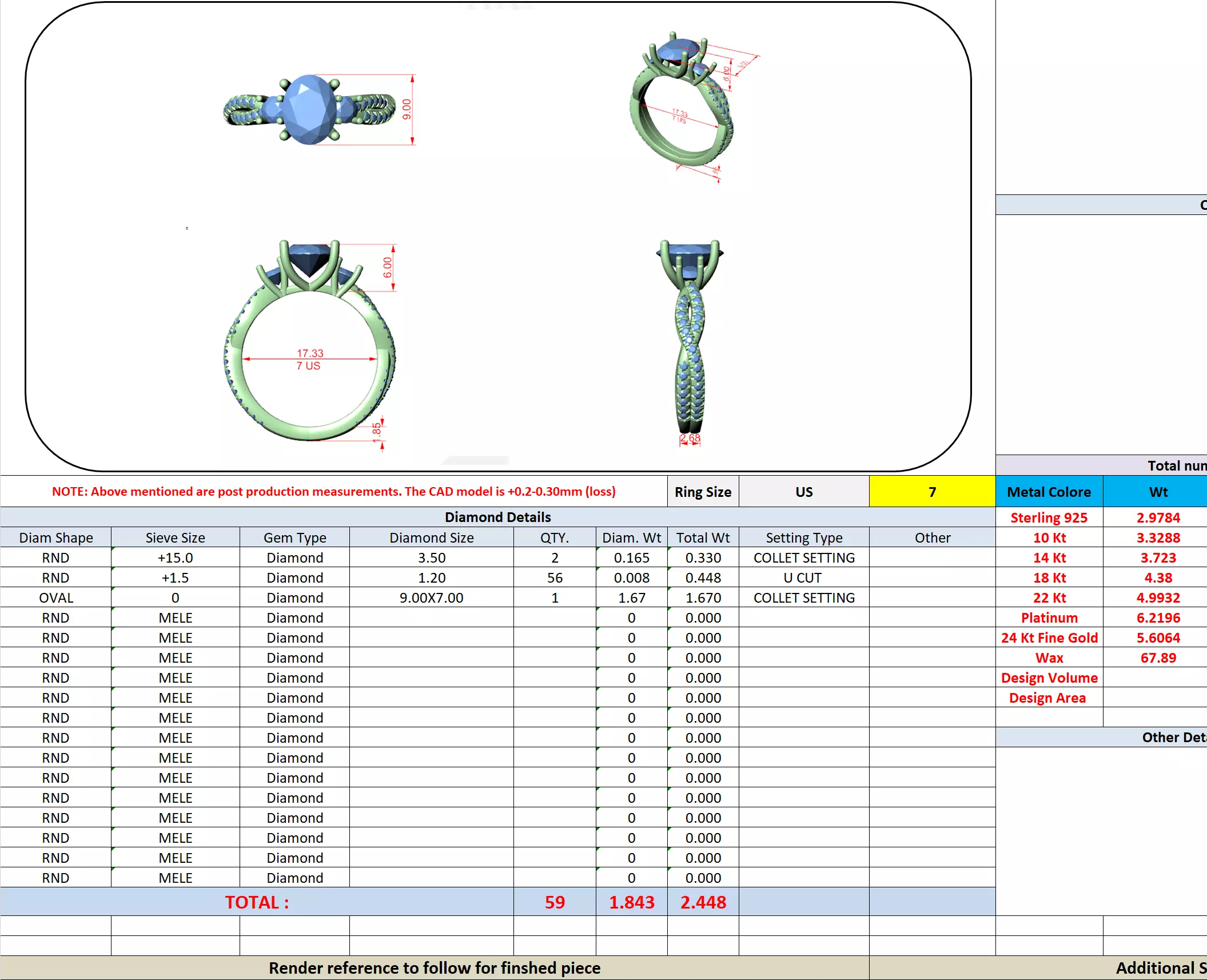 Twisted Shank Oval Cut Diamond Engagement Ring 3DM STL Video 3D print model_13