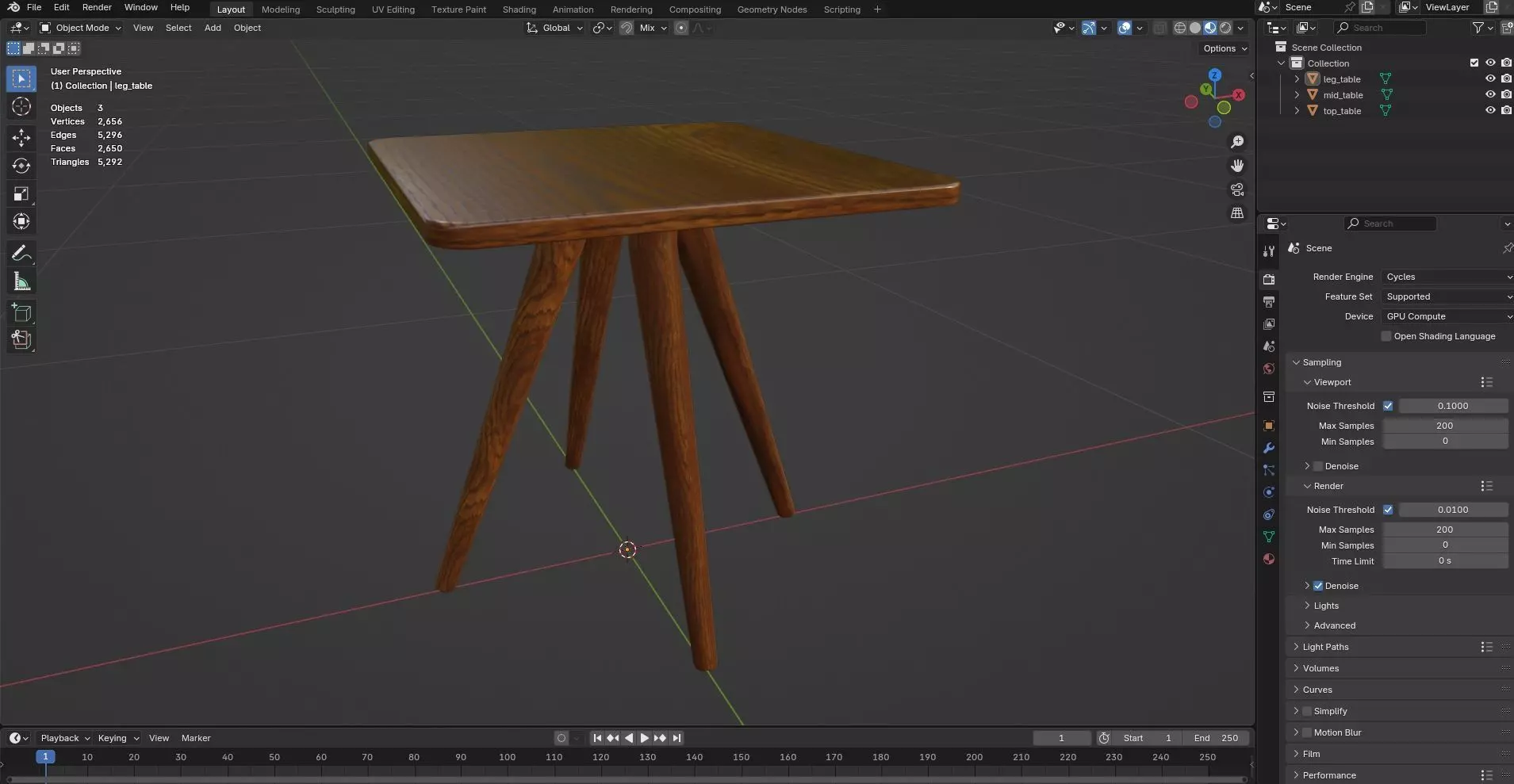 Square Table CG1 3D model_8