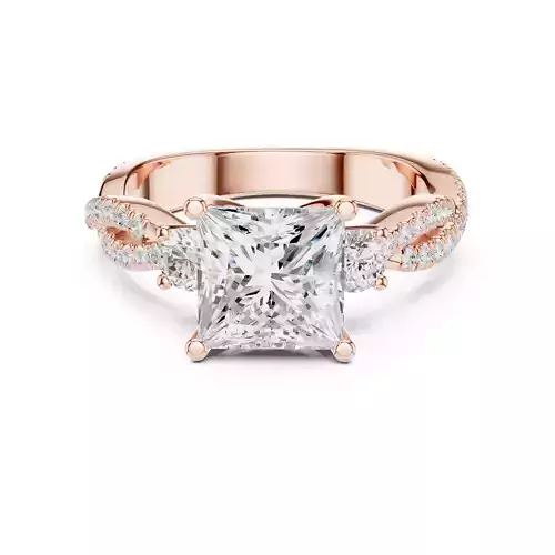 Twisted Shank Princess Cut Diamond Engagement Ring 3DM STL Video